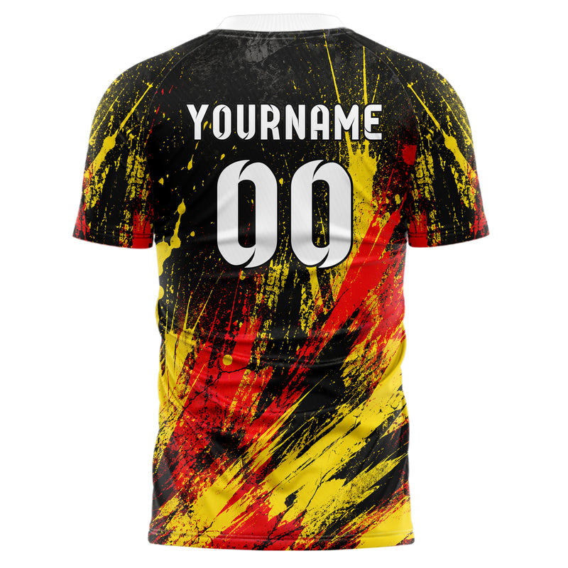 Schwarz lebendiges Graffiti diagonal Paint Flow Design 03-0131 individuelles Fußballtrikot back