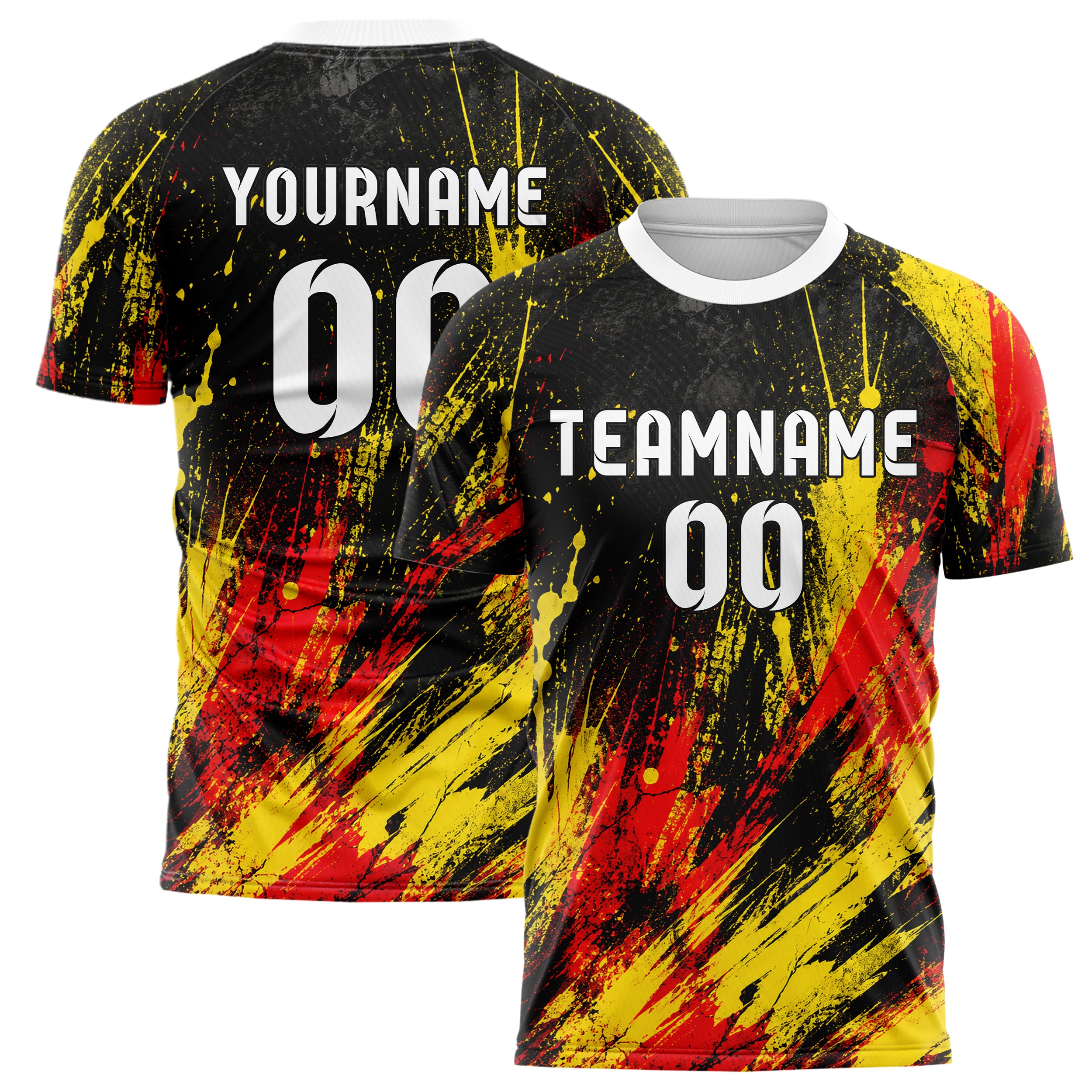 Schwarz lebendiges Graffiti diagonal Paint Flow Design 03-0131 individuelles Fußballtrikot main