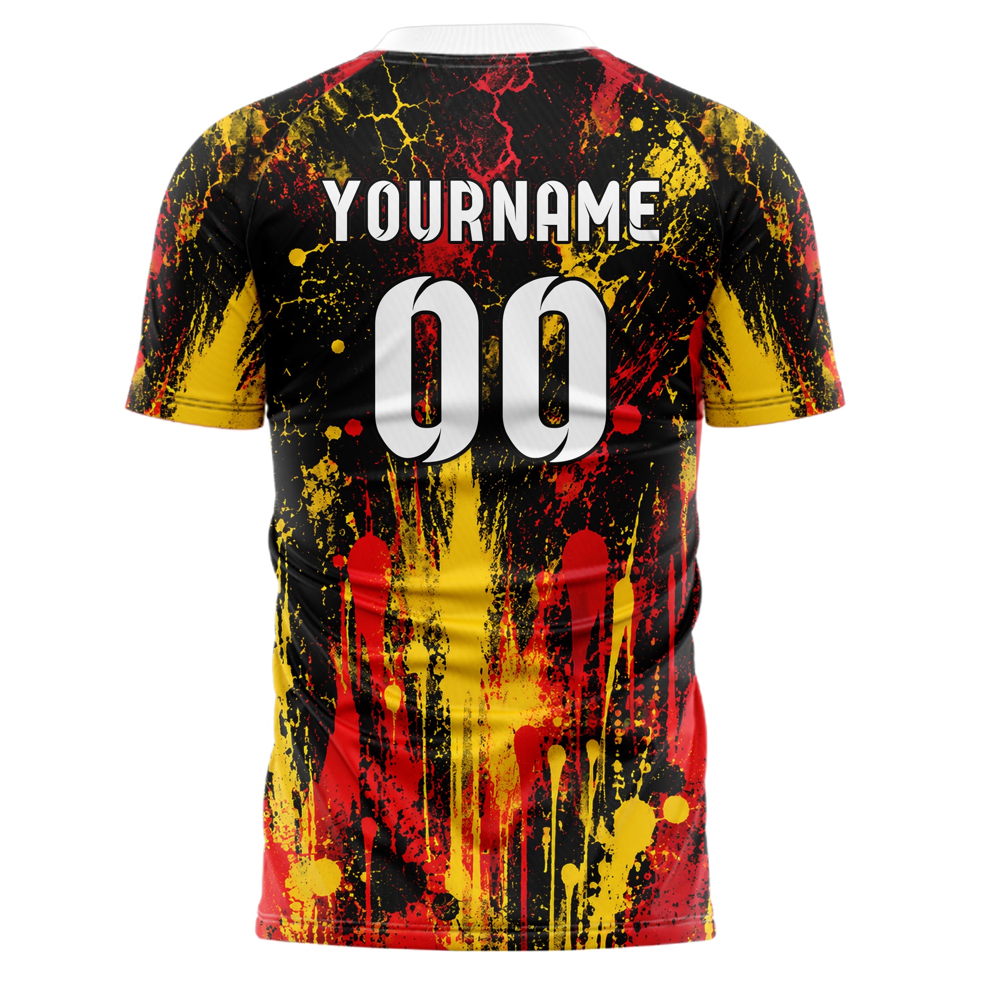Schwarz lebendiges Graffiti Drip Paint Design 03-0116 individuelles Fußballtrikot back