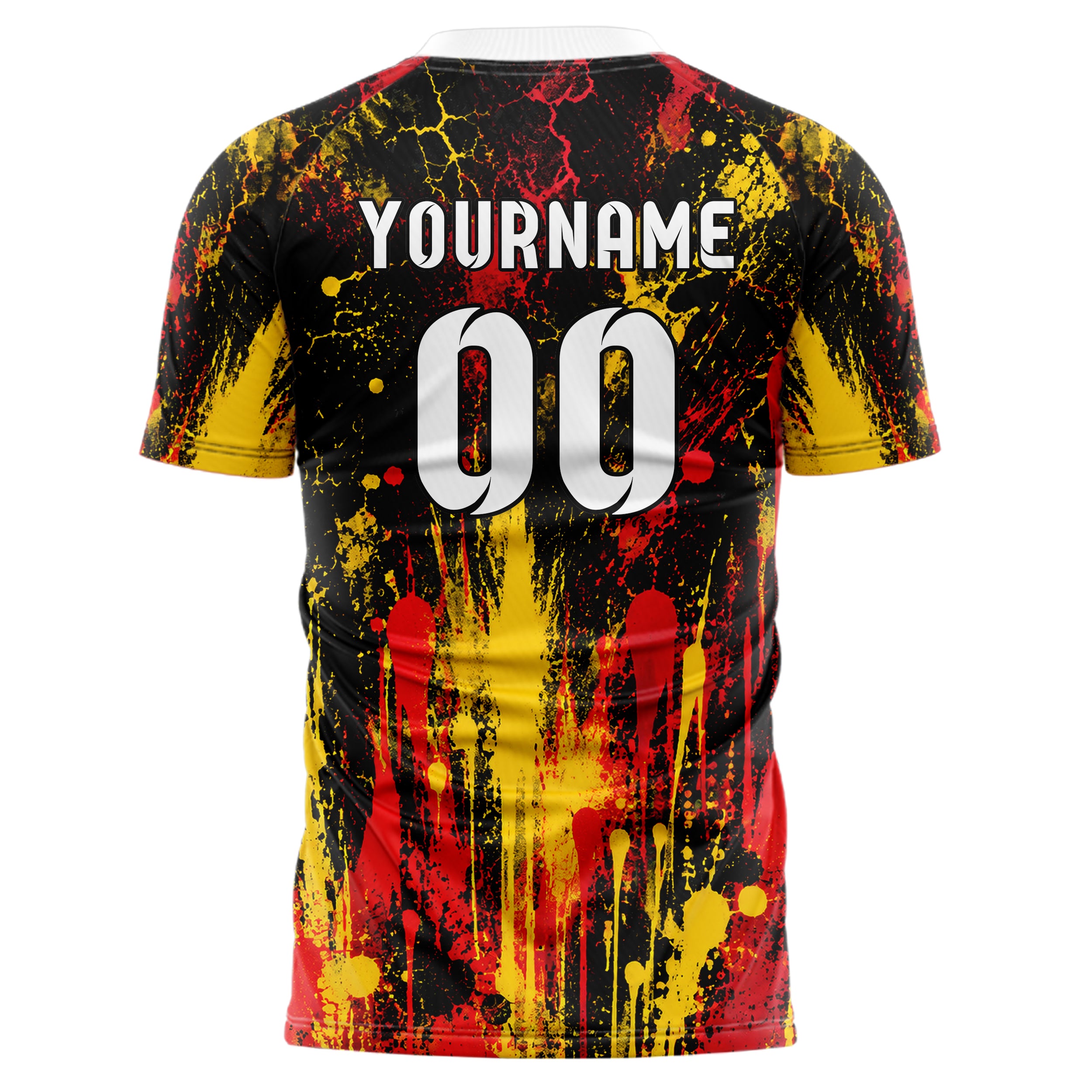Schwarz lebendiges Graffiti Drip Paint Design 03-0116 individuelles Fußballtrikot back