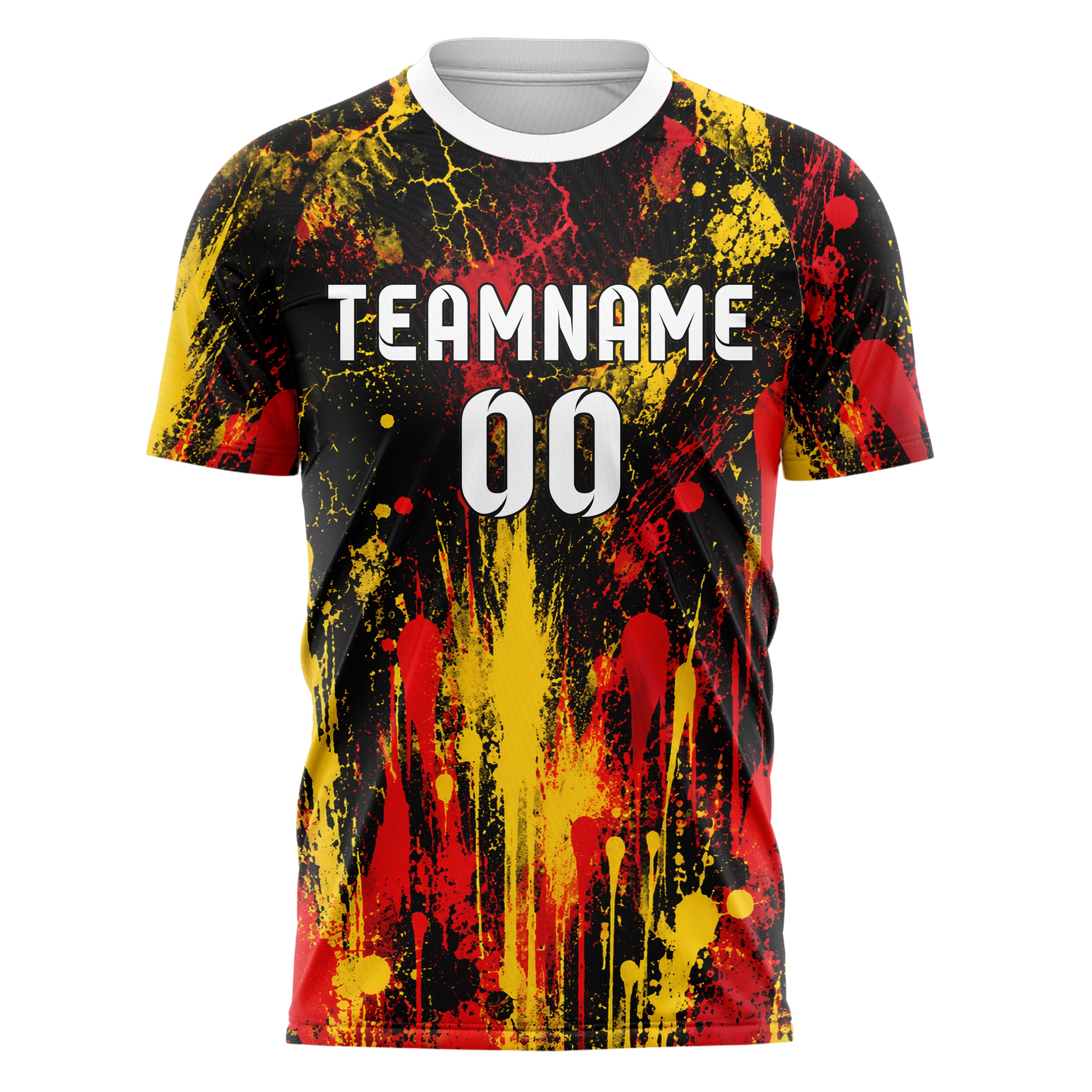 Schwarz lebendiges Graffiti Drip Paint Design 03-0116 individuelles Fußballtrikot front
