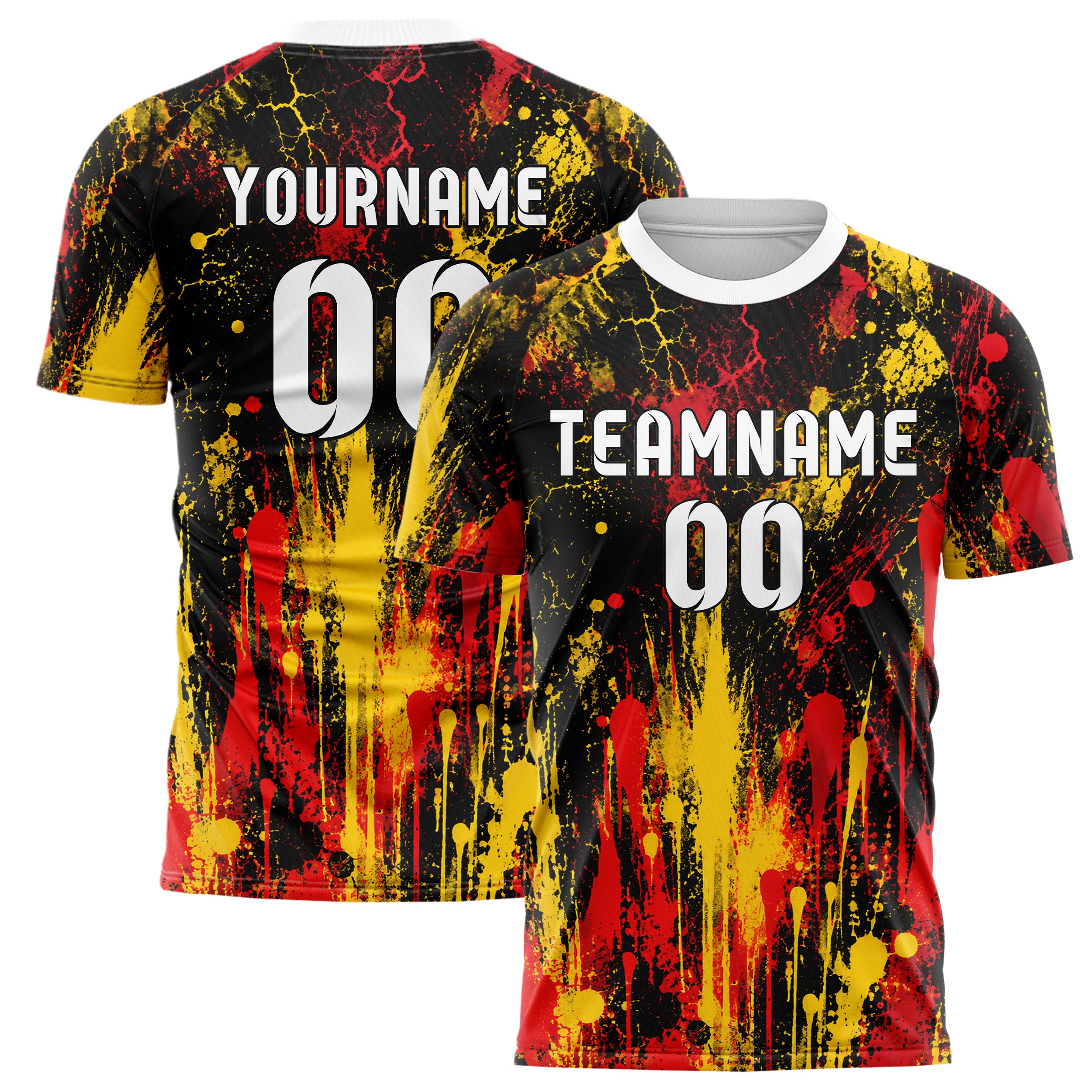 Schwarz lebendiges Graffiti Drip Paint Design 03-0116 individuelles Fußballtrikot main