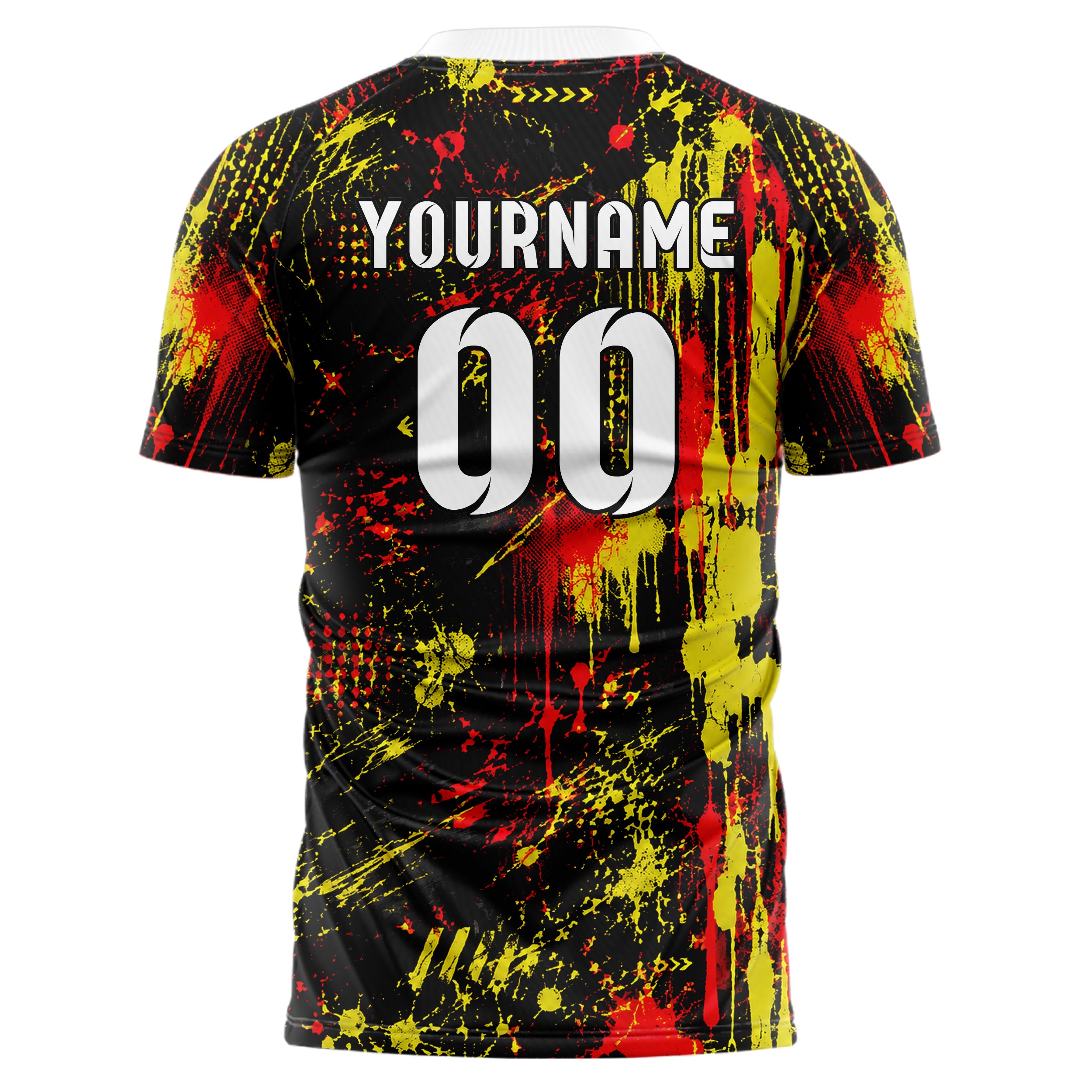 Schwarz lebendiges Graffiti Drip Paint Design 03-0236 individuelles Fußballtrikot back