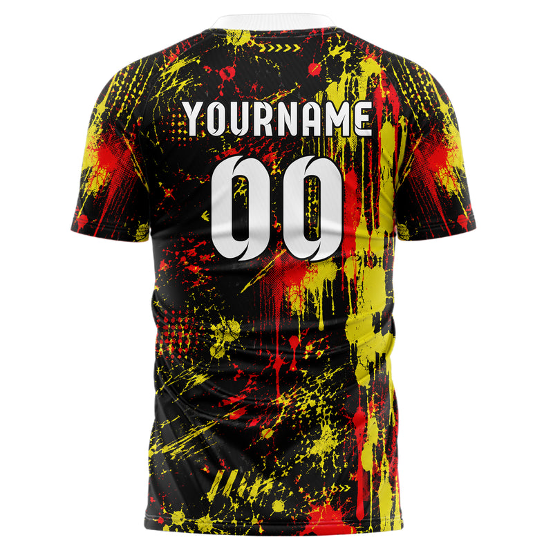 Schwarz lebendiges Graffiti Drip Paint Design 03-0236 individuelles Fußballtrikot back