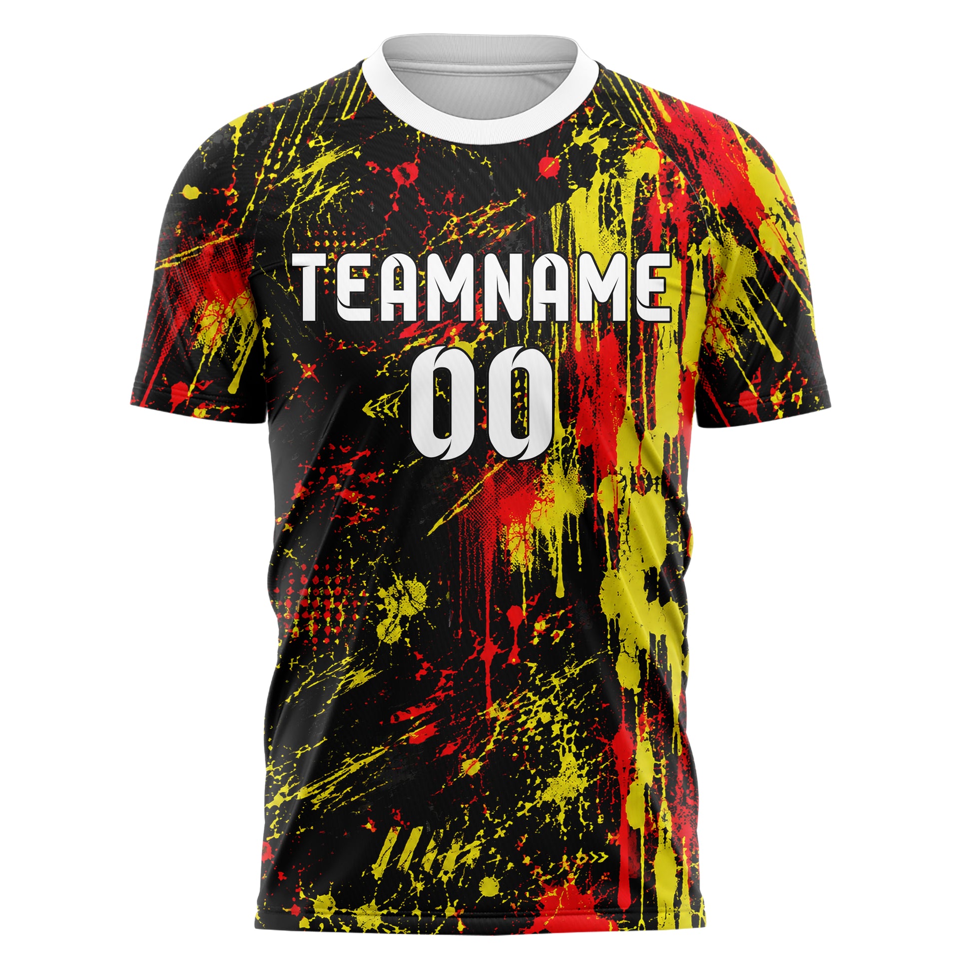 Schwarz lebendiges Graffiti Drip Paint Design 03-0236 individuelles Fußballtrikot front