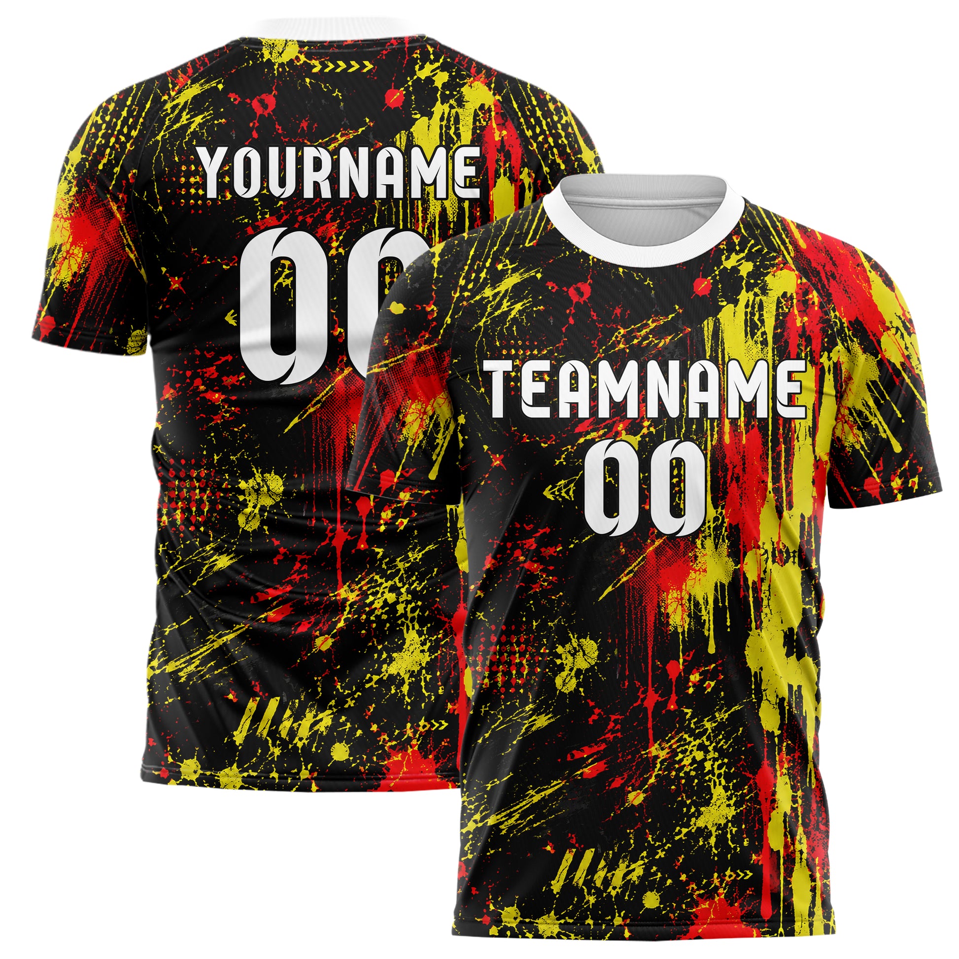 Schwarz lebendiges Graffiti Drip Paint Design 03-0236 individuelles Fußballtrikot main
