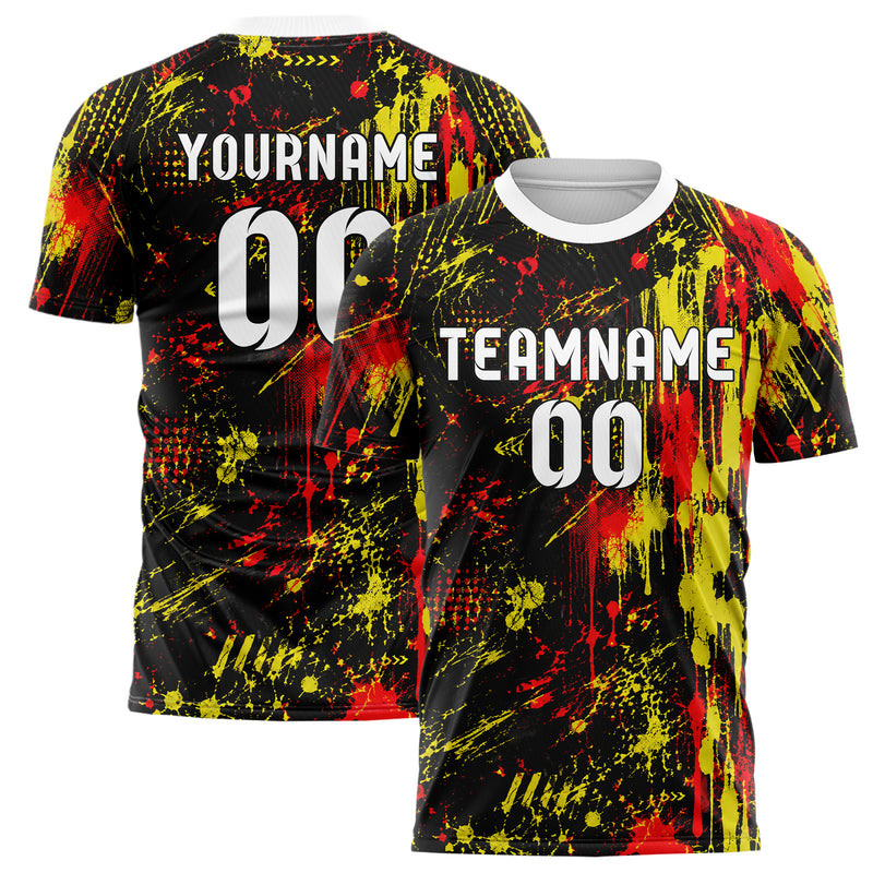 Schwarz lebendiges Graffiti Drip Paint Design 03-0236 individuelles Fußballtrikot main