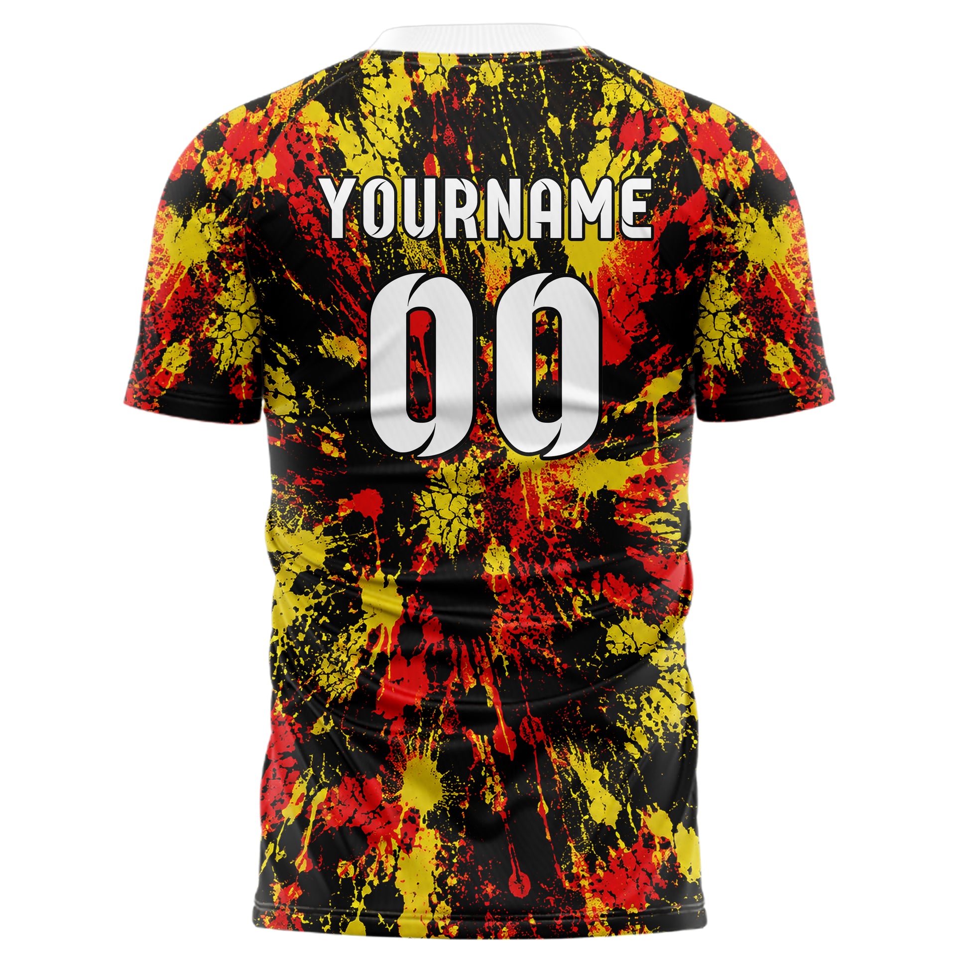 Schwarz lebendiges Graffiti Drip Paint Design 03-0308 individuelles Fußballtrikot back