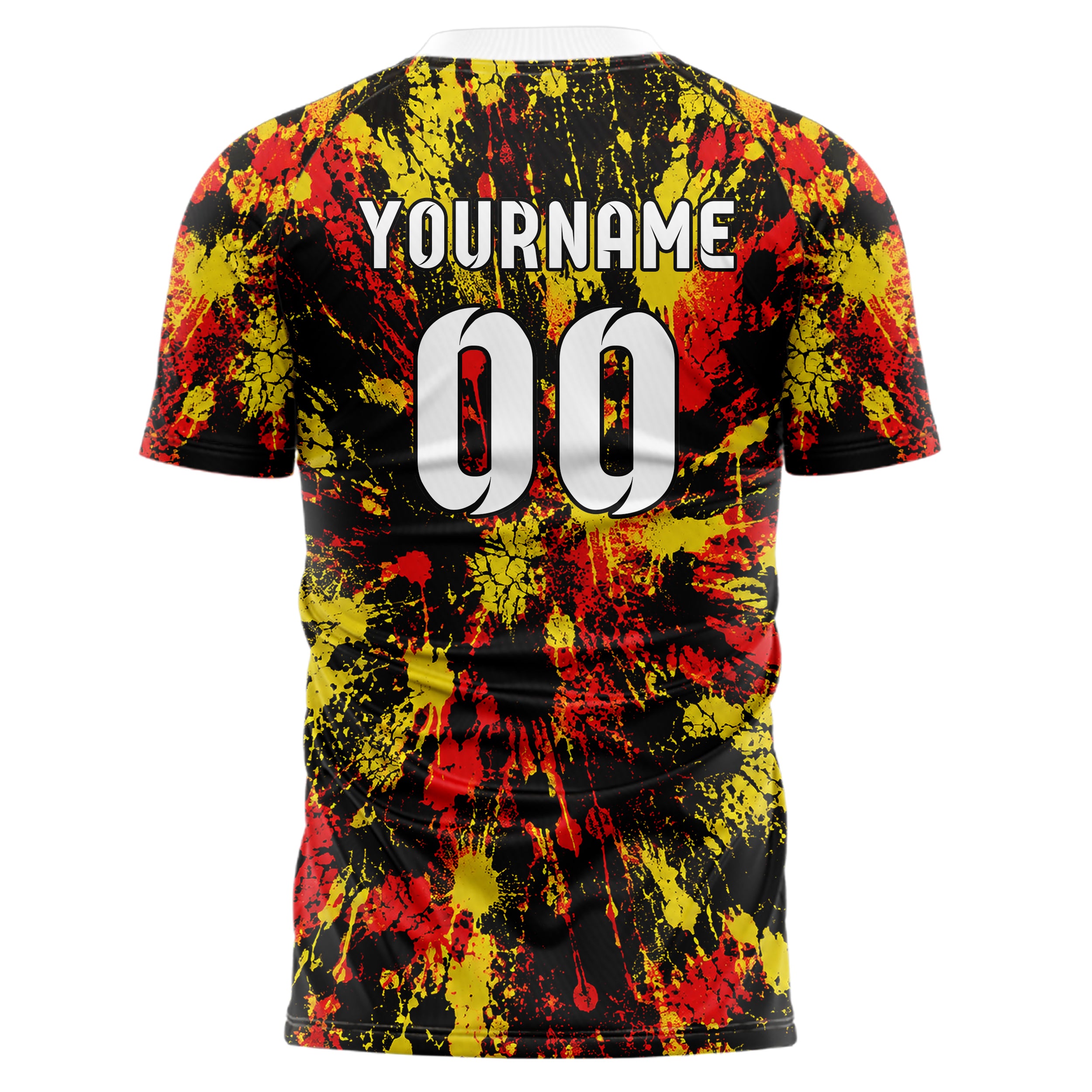 Schwarz lebendiges Graffiti Drip Paint Design 03-0308 individuelles Fußballtrikot back