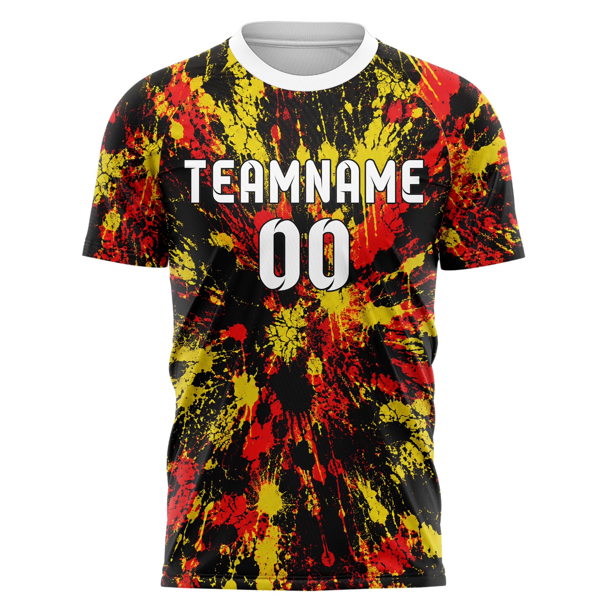 Schwarz lebendiges Graffiti Drip Paint Design 03-0308 individuelles Fußballtrikot front
