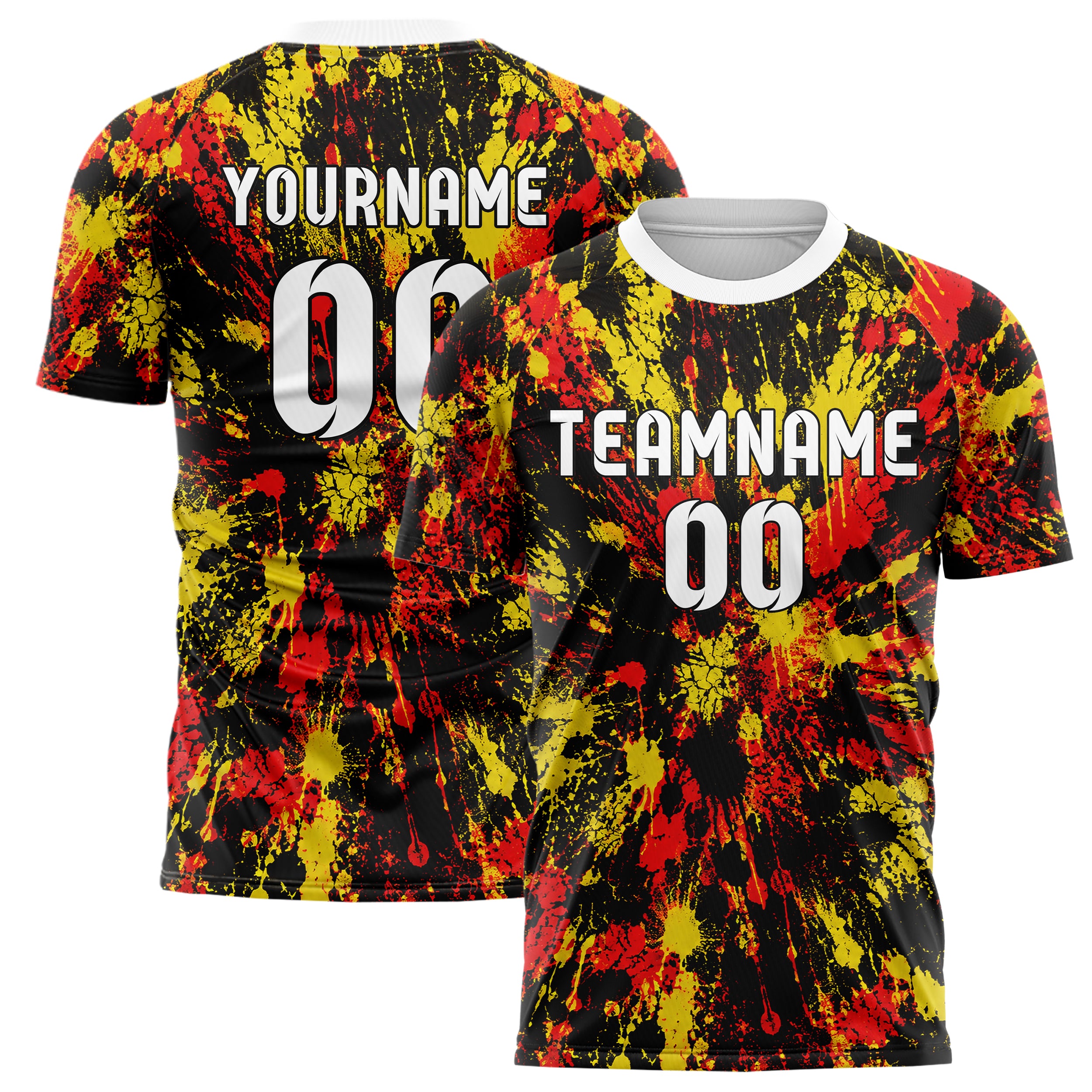 Schwarz lebendiges Graffiti Drip Paint Design 03-0308 individuelles Fußballtrikot main