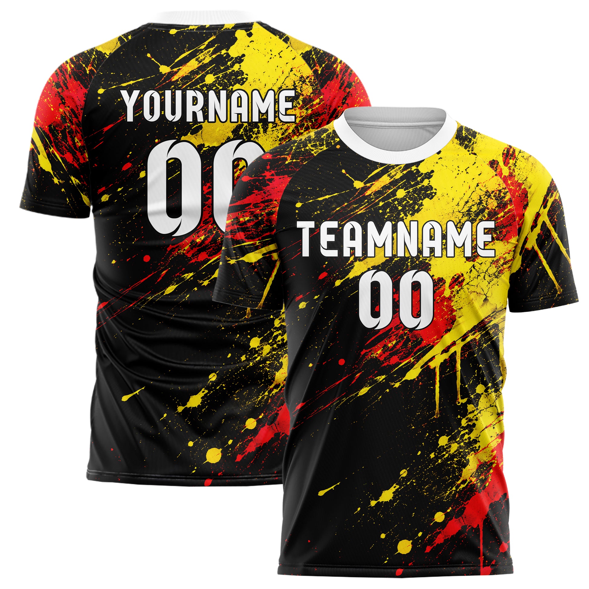 Schwarz lebendiges Graffiti Spray Splatter Design 03-0056 individuelles Fußballtrikot main