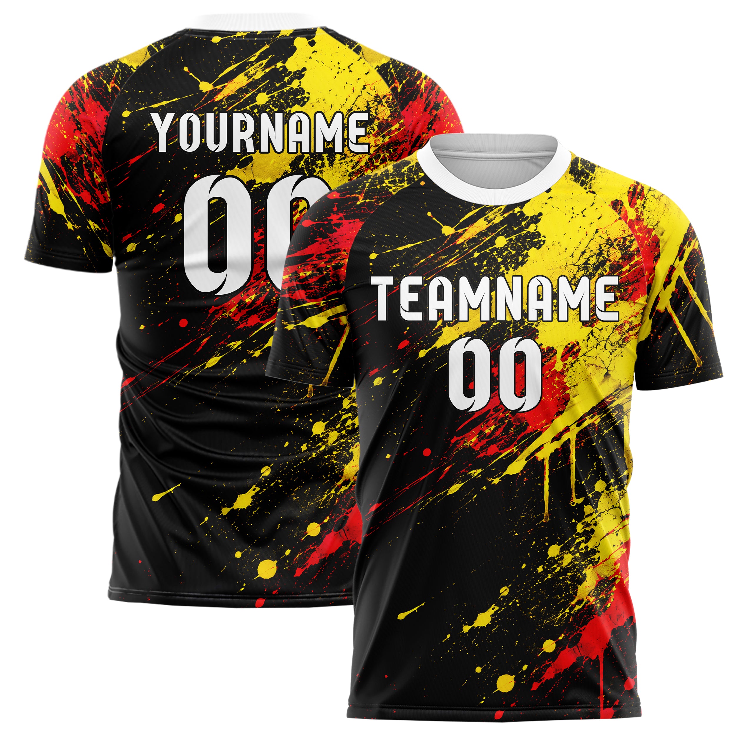 Schwarz lebendiges Graffiti Spray Splatter Design 03-0056 individuelles Fußballtrikot main