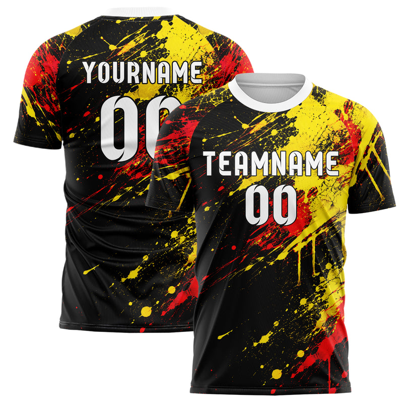 Schwarz lebendiges Graffiti Spray Splatter Design 03-0056 individuelles Fußballtrikot main