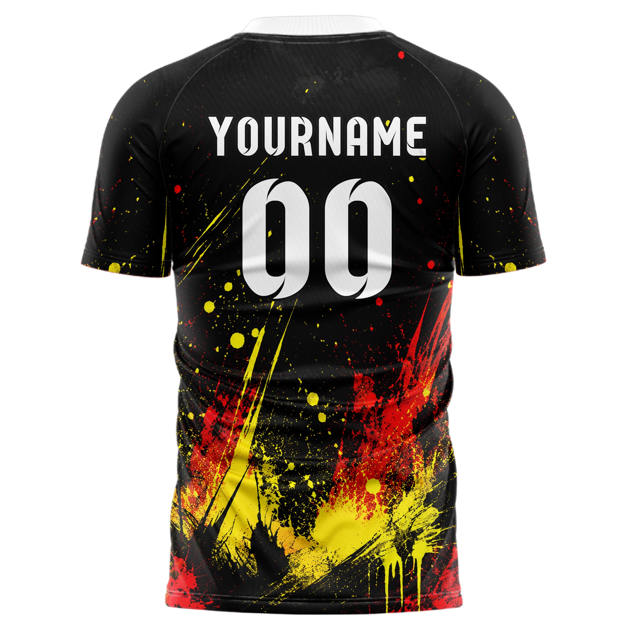 Schwarz lebendiges Graffiti Spray Splatter Design 03-0128 individuelles Fußballtrikot back