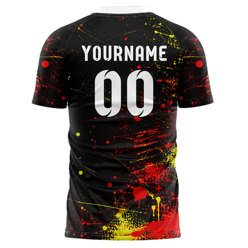 Schwarz lebendiges Graffiti Spray Splatter Design 03-0152 individuelles Fußballtrikot back