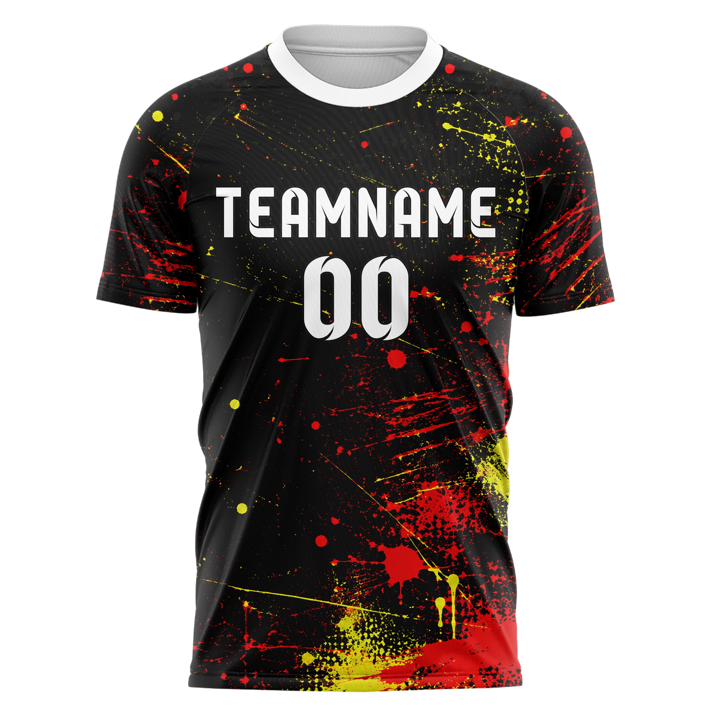 Schwarz lebendiges Graffiti Spray Splatter Design 03-0152 individuelles Fußballtrikot front