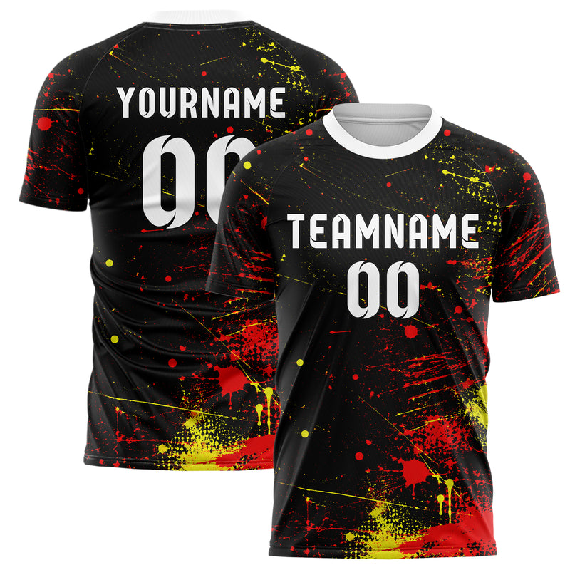 Schwarz lebendiges Graffiti Spray Splatter Design 03-0152 individuelles Fußballtrikot main