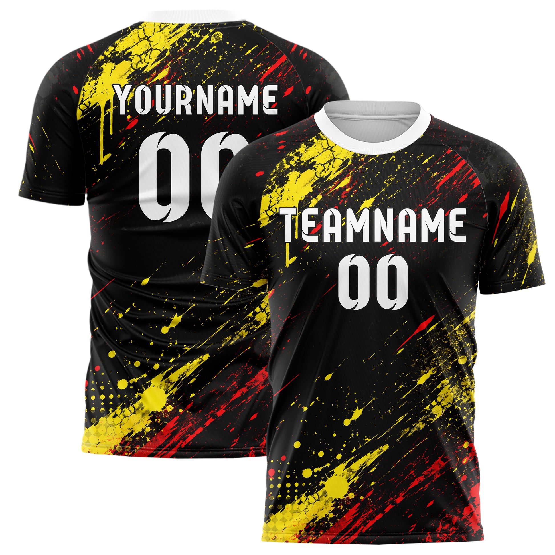 Schwarz lebendiges Graffiti Spray Splatter Design 03-0176 individuelles Fußballtrikot main