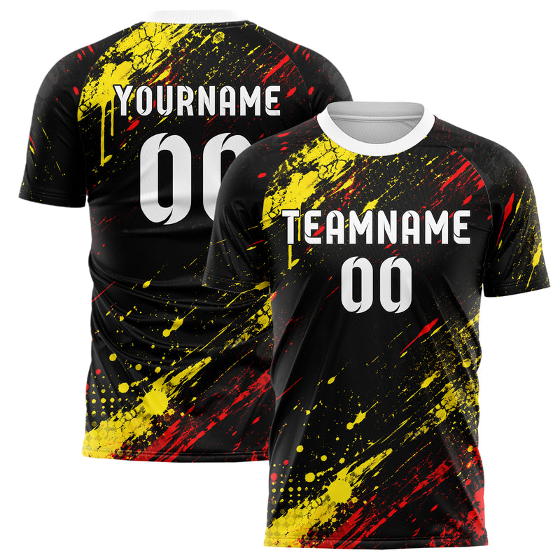 Schwarz lebendiges Graffiti Spray Splatter Design 03-0176 individuelles Fußballtrikot main
