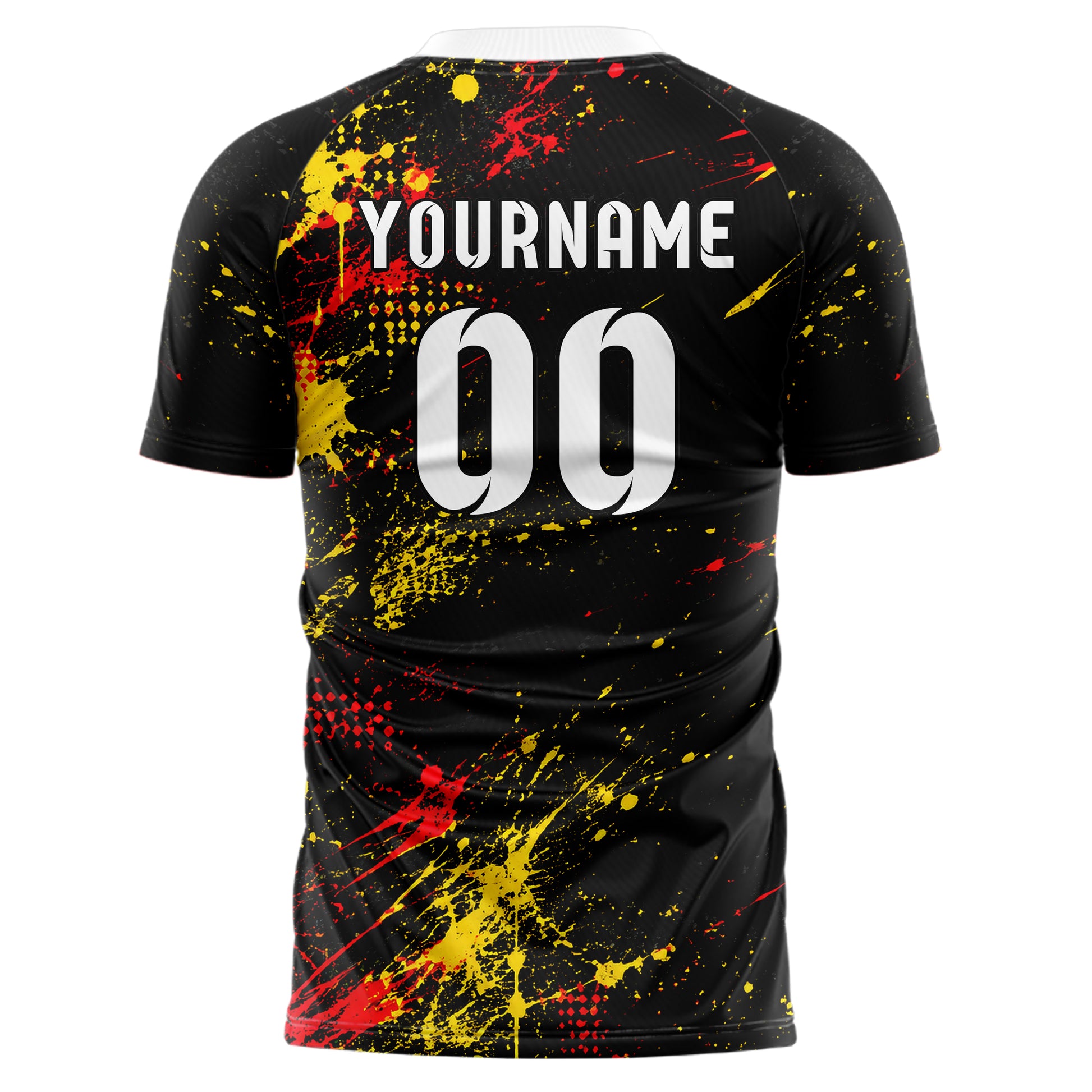 Schwarz lebendiges Graffiti Spray Splatter Design 03-0224 individuelles Fußballtrikot back
