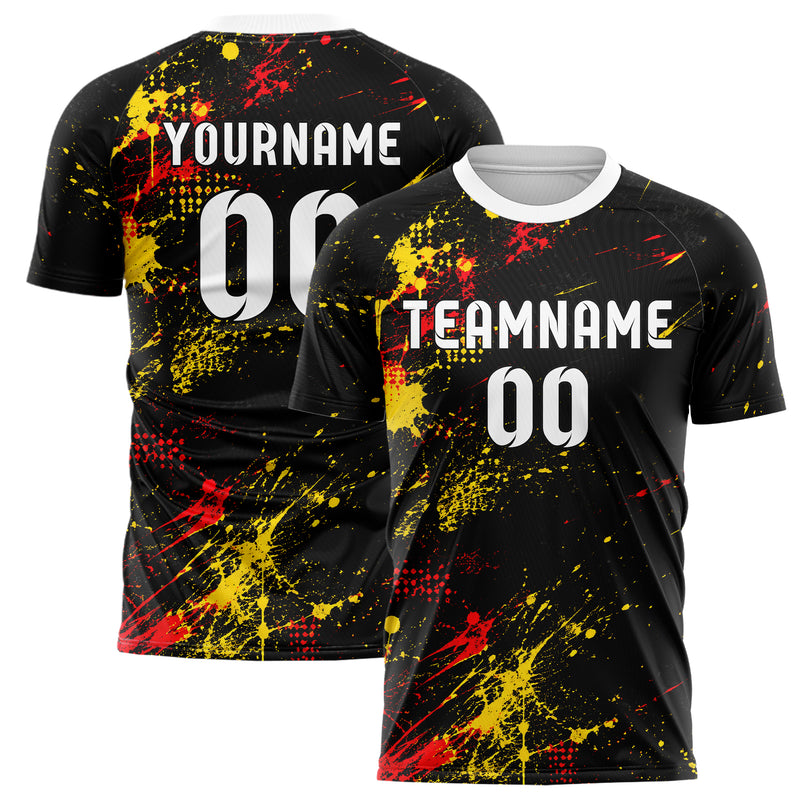 Schwarz lebendiges Graffiti Spray Splatter Design 03-0224 individuelles Fußballtrikot main