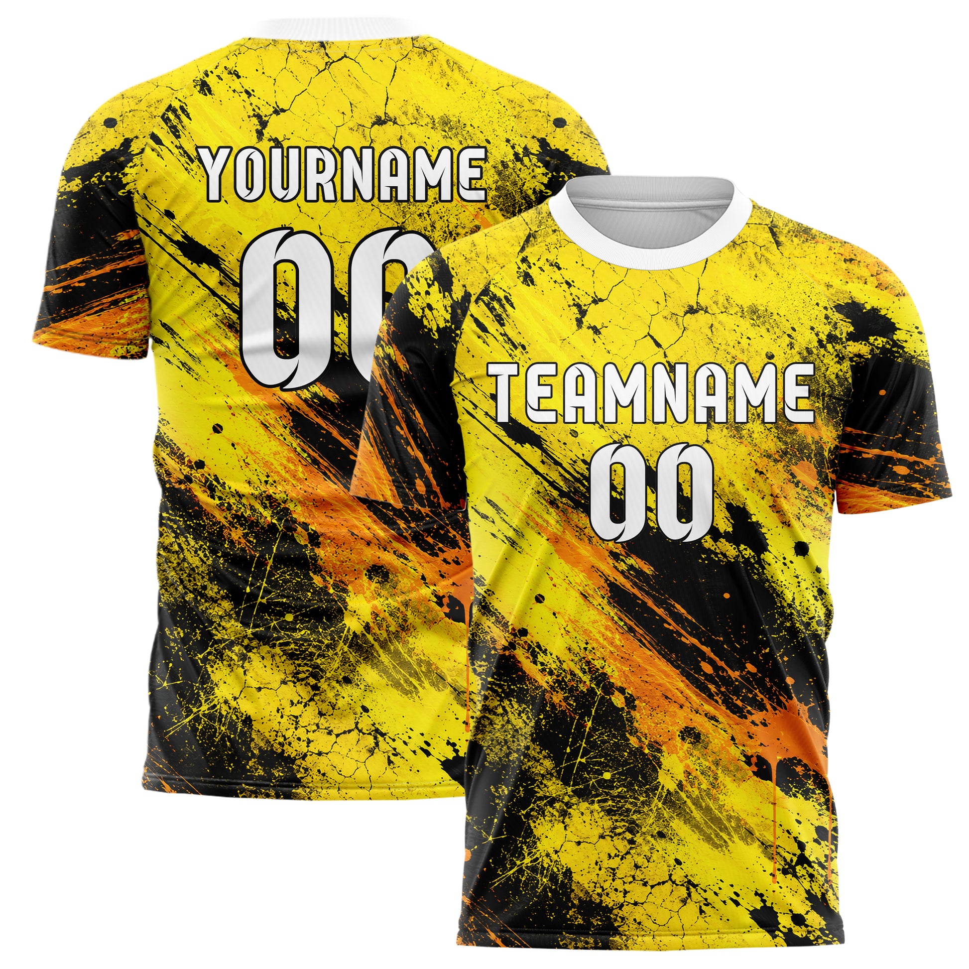 Gelb lebendiges Graffiti diagonal Paint Flow Design 03-0171 individuelles Fußballtrikot main