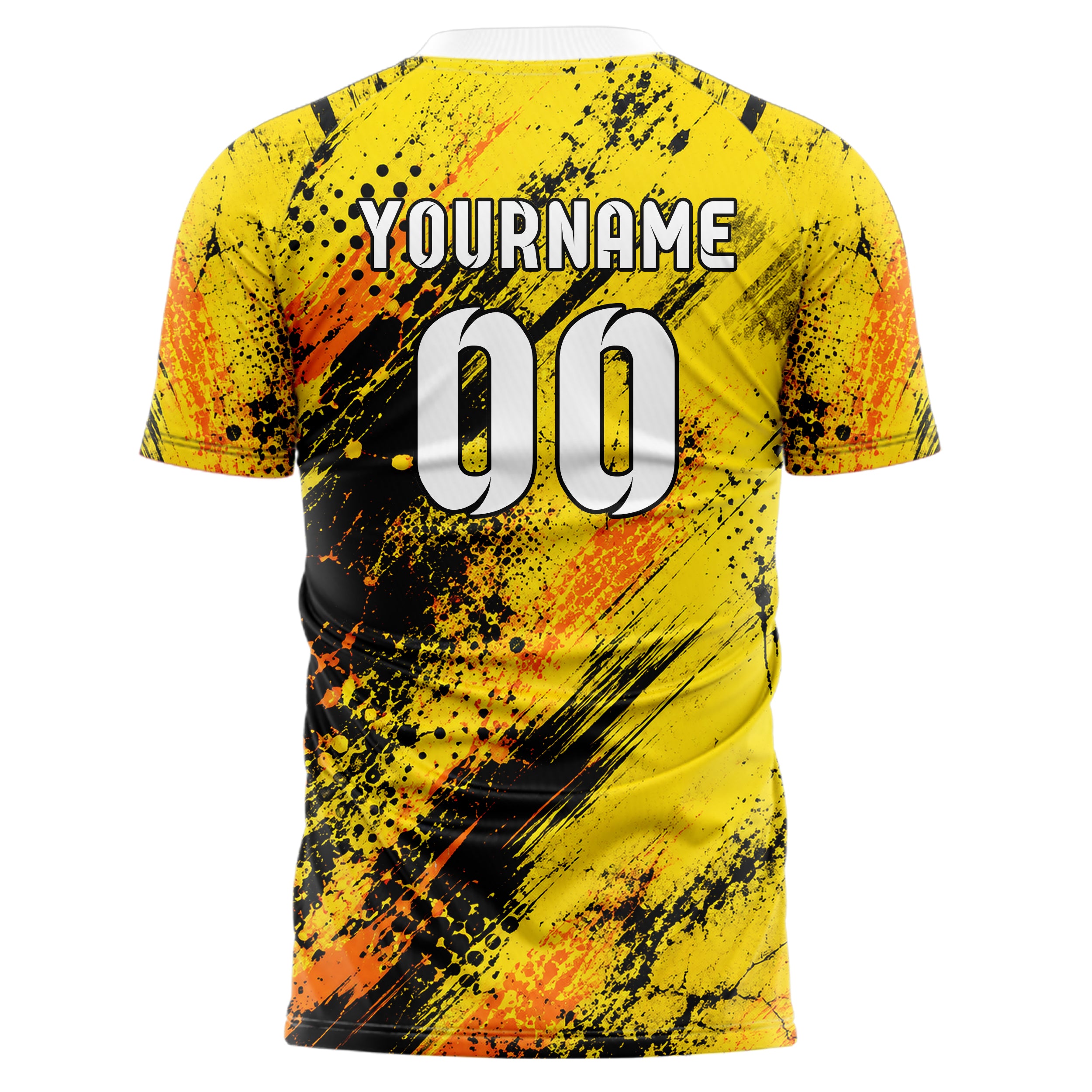 Gelb lebendiges Graffiti diagonal Paint Flow Design 03-0291 individuelles Fußballtrikot back
