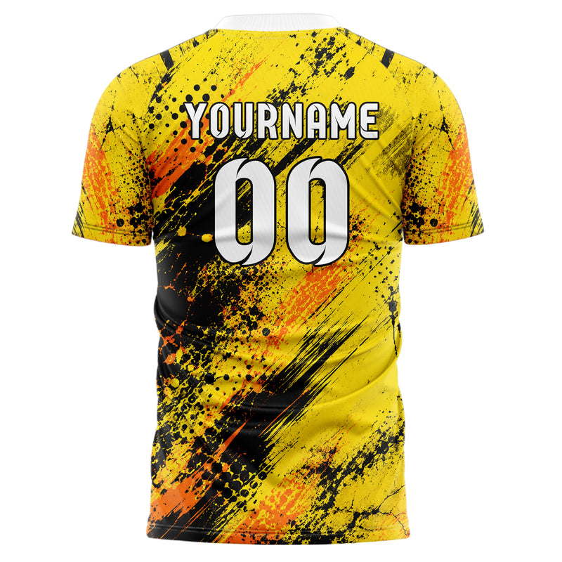 Gelb lebendiges Graffiti diagonal Paint Flow Design 03-0291 individuelles Fußballtrikot back