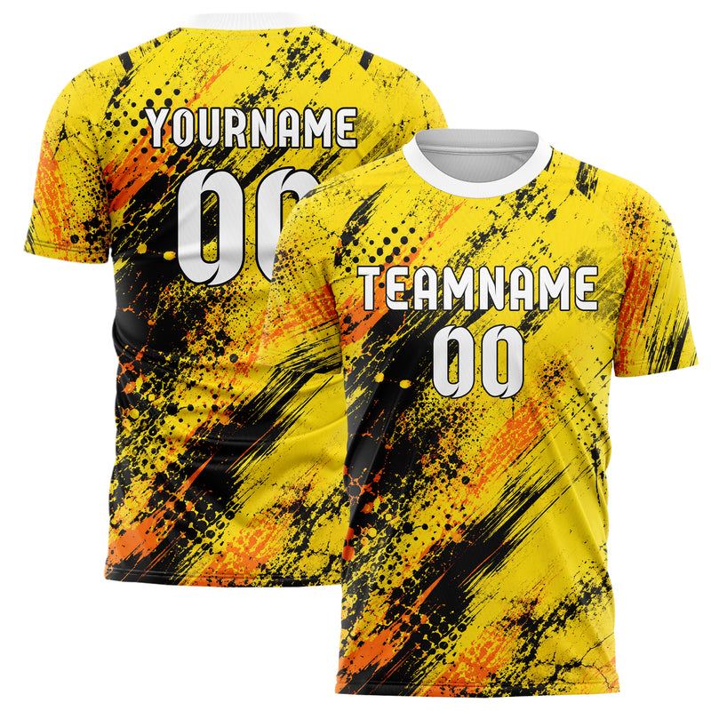 Gelb lebendiges Graffiti diagonal Paint Flow Design 03-0291 individuelles Fußballtrikot main