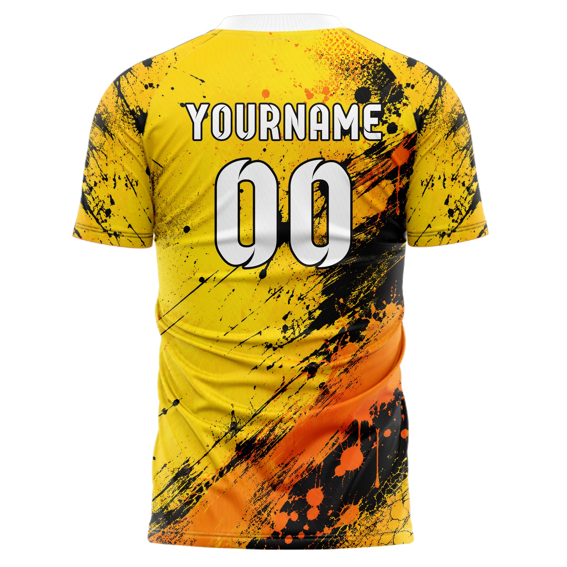 Gelb lebendiges Graffiti diagonal Paint Flow Design 03-0339 individuelles Fußballtrikot back