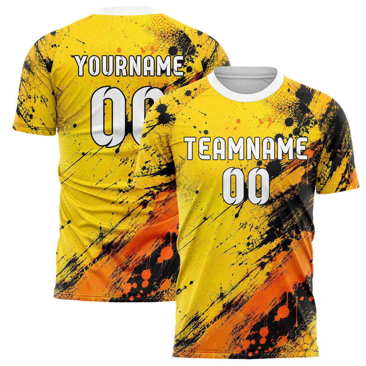 Gelb lebendiges Graffiti diagonal Paint Flow Design 03-0339 individuelles Fußballtrikot main