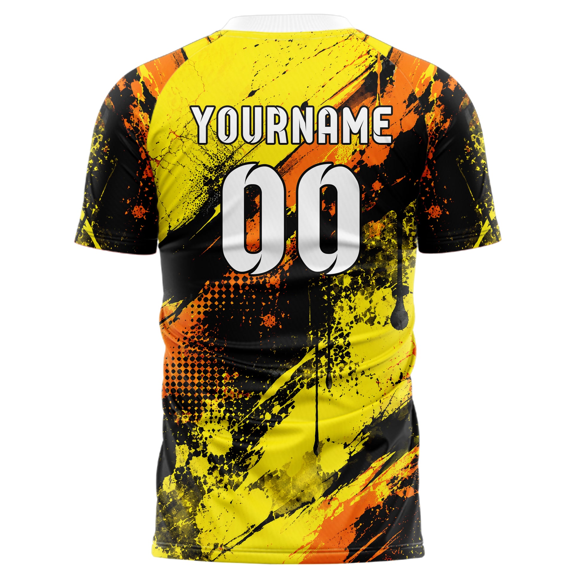 Gelb lebendiges Graffiti Drip Paint Design 03-0348 individuelles Fußballtrikot back