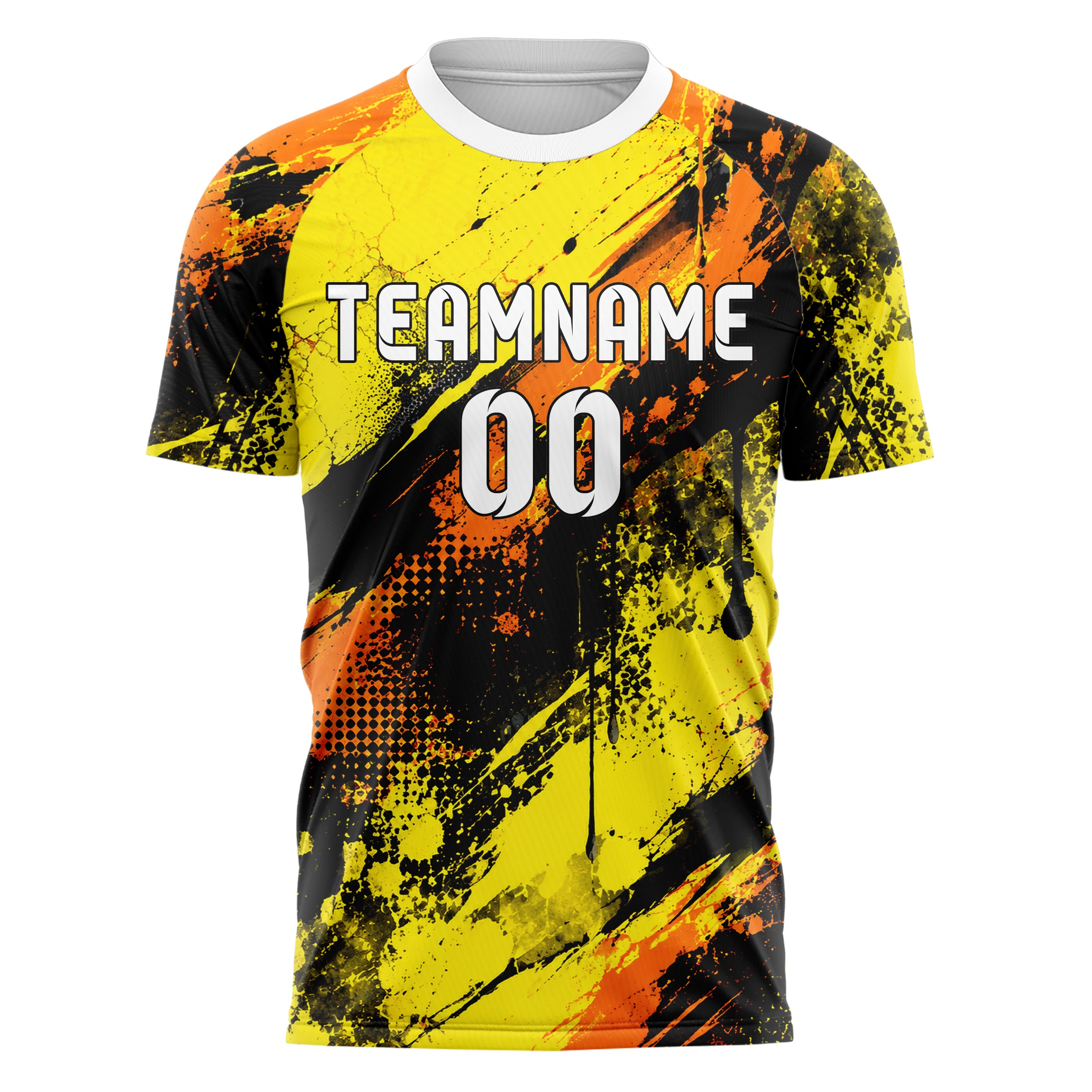 Gelb lebendiges Graffiti Drip Paint Design 03-0348 individuelles Fußballtrikot front