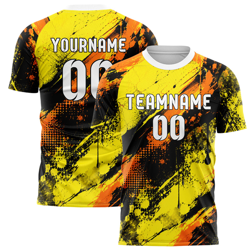 Gelb lebendiges Graffiti Drip Paint Design 03-0348 individuelles Fußballtrikot main