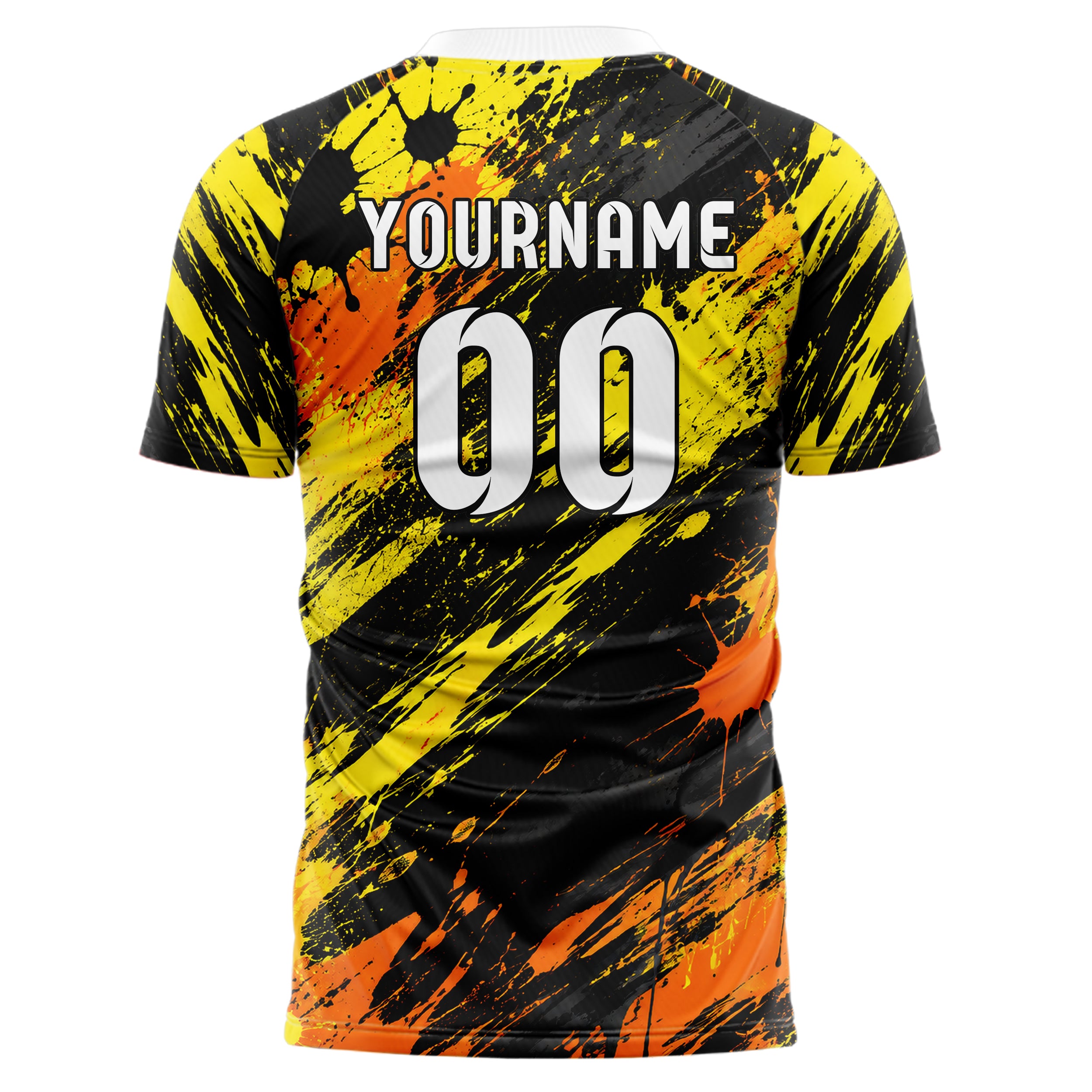 Gelb lebendiges Graffiti Ink Splash Design 03-0357 individuelles Fußballtrikot back