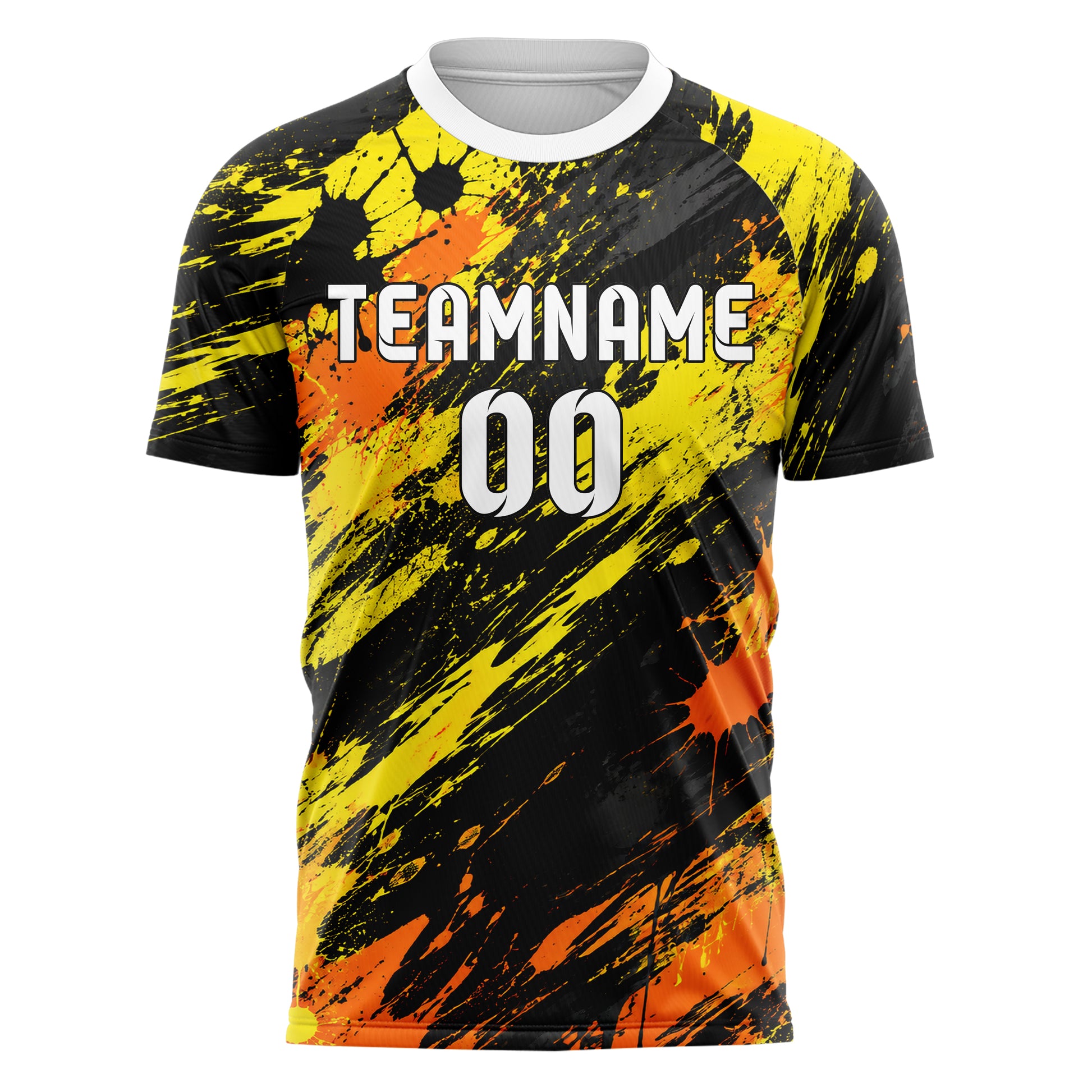 Gelb lebendiges Graffiti Ink Splash Design 03-0357 individuelles Fußballtrikot front