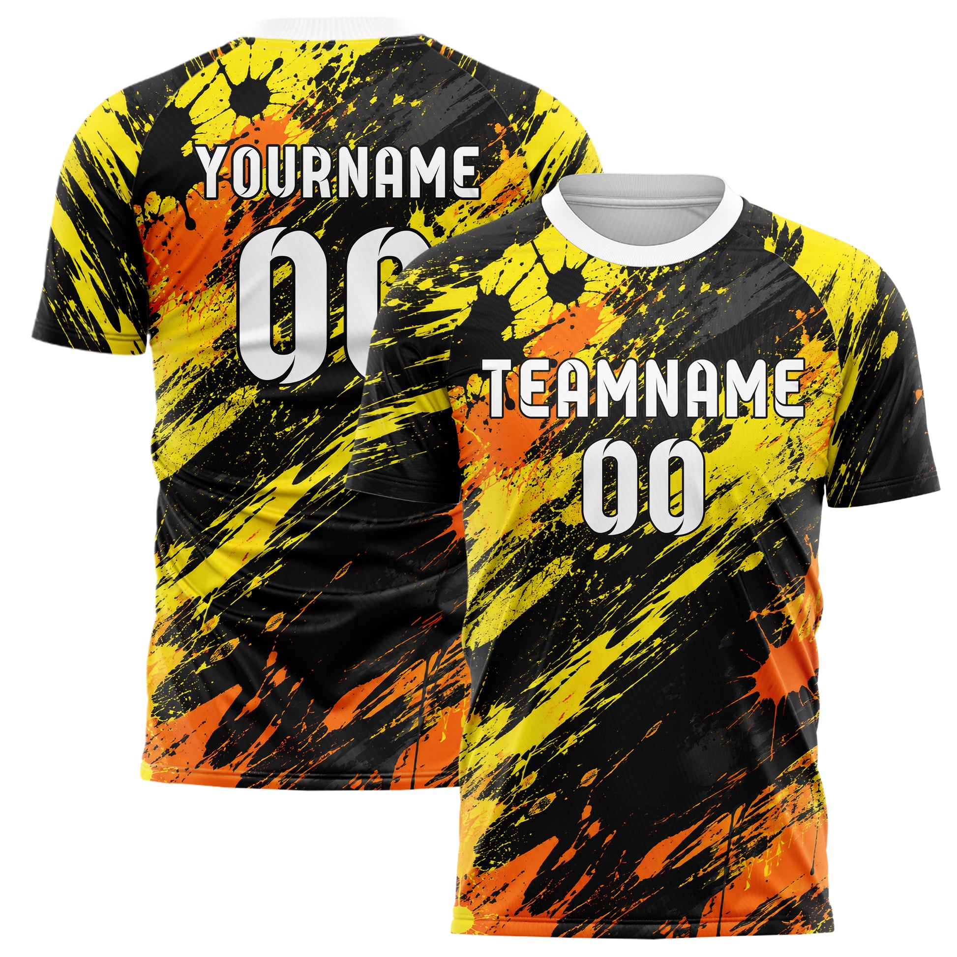 Gelb lebendiges Graffiti Ink Splash Design 03-0357 individuelles Fußballtrikot main