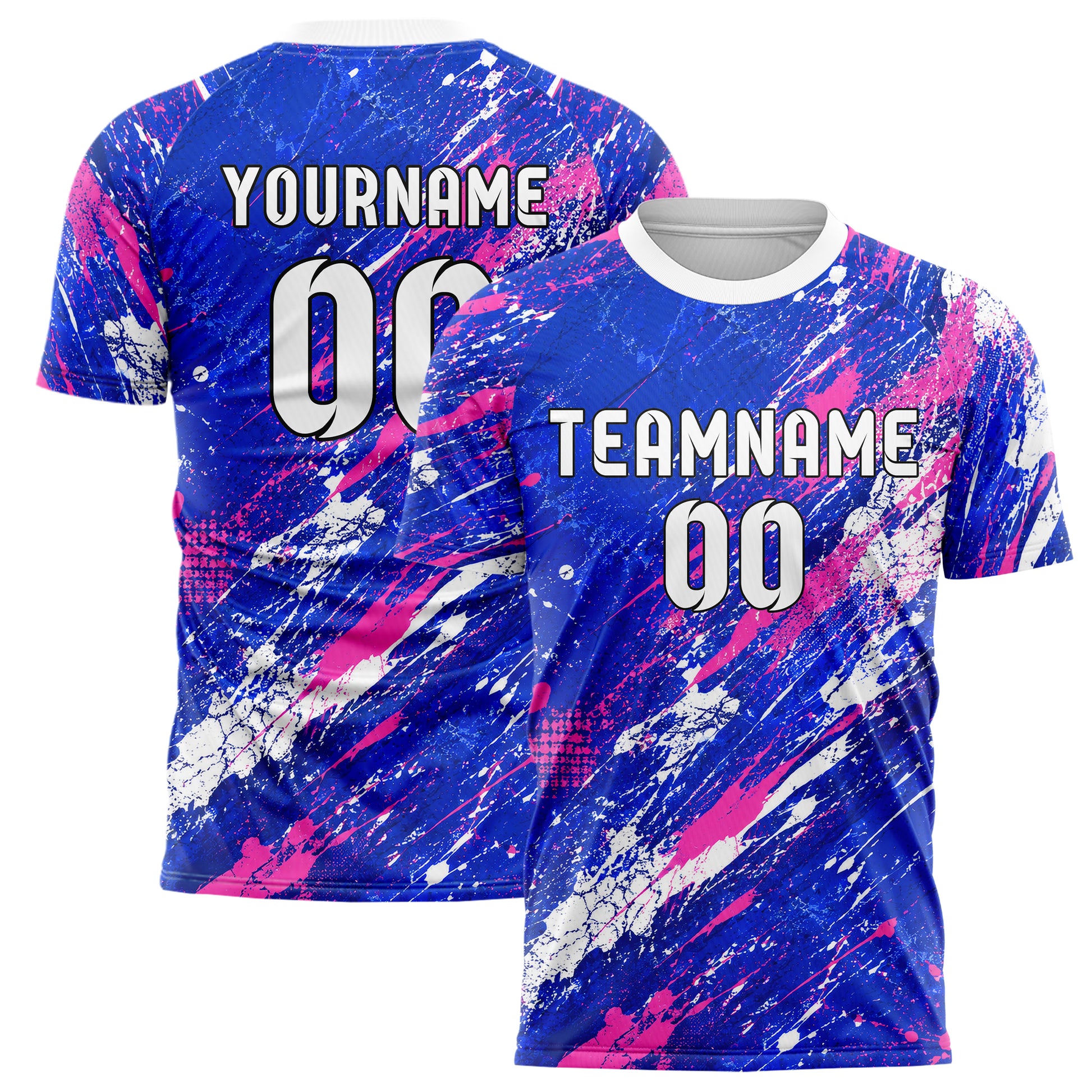 Royalblau klassisches Graffiti Center Burst Splatter Design 03-0087 individuelles Fußballtrikot main