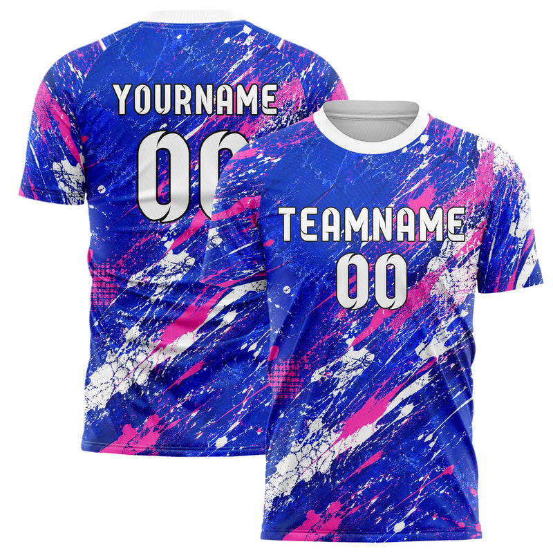 Royalblau klassisches Graffiti Center Burst Splatter Design 03-0087 individuelles Fußballtrikot main