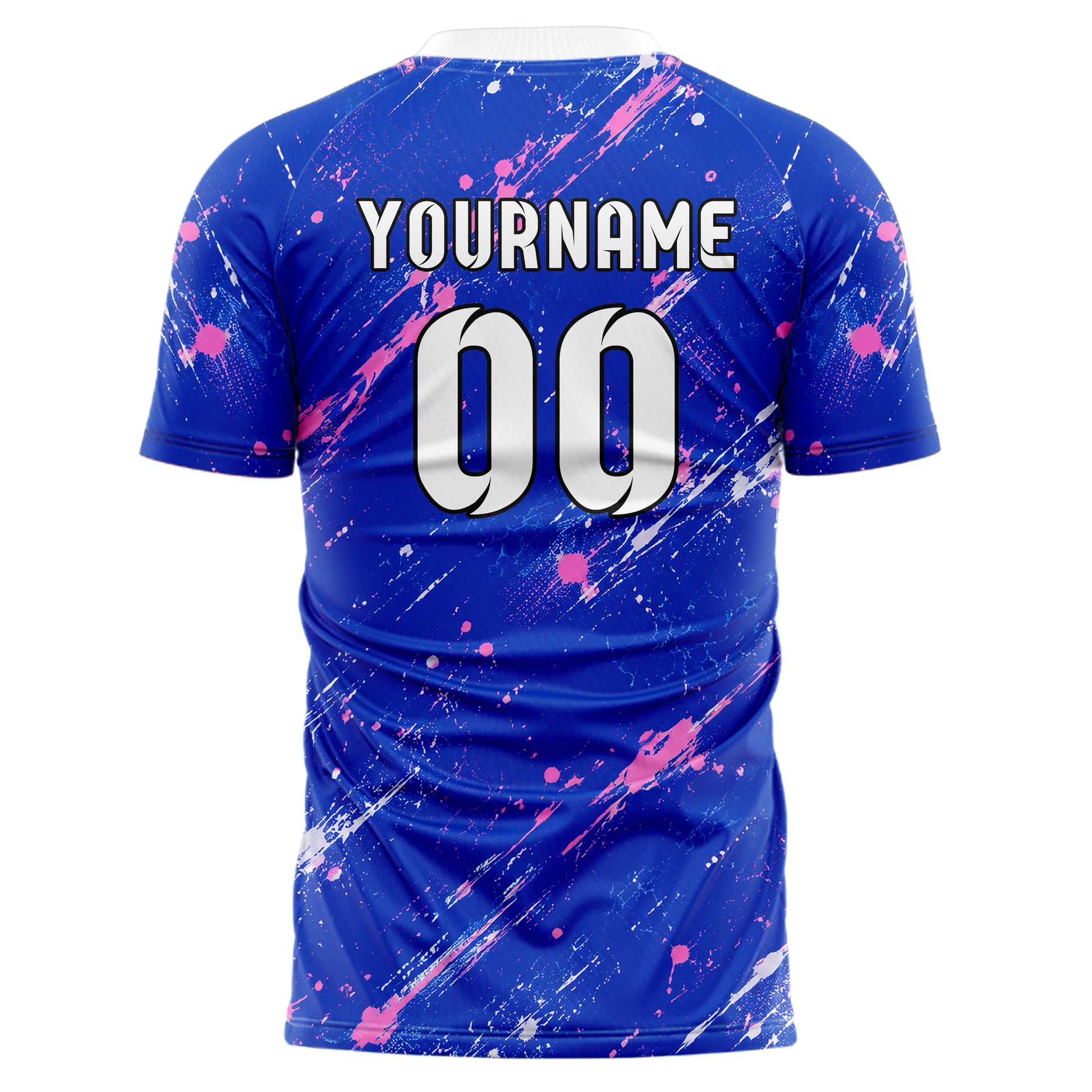 Royalblau klassisches Graffiti diagonal Paint Flow Design 03-0219 individuelles Fußballtrikot back