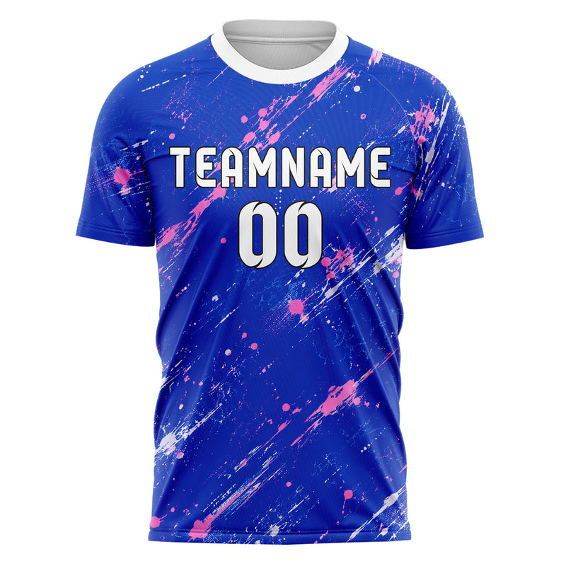 Royalblau klassisches Graffiti diagonal Paint Flow Design 03-0219 individuelles Fußballtrikot front