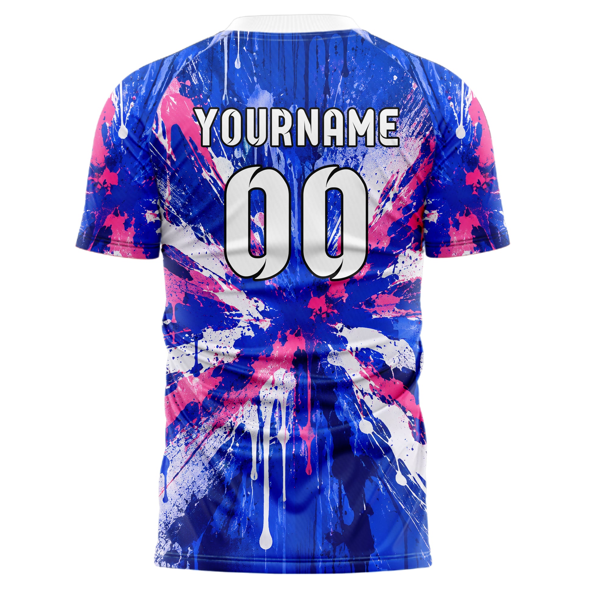 Royalblau klassisches Graffiti Drip Paint Design 03-0060 individuelles Fußballtrikot back