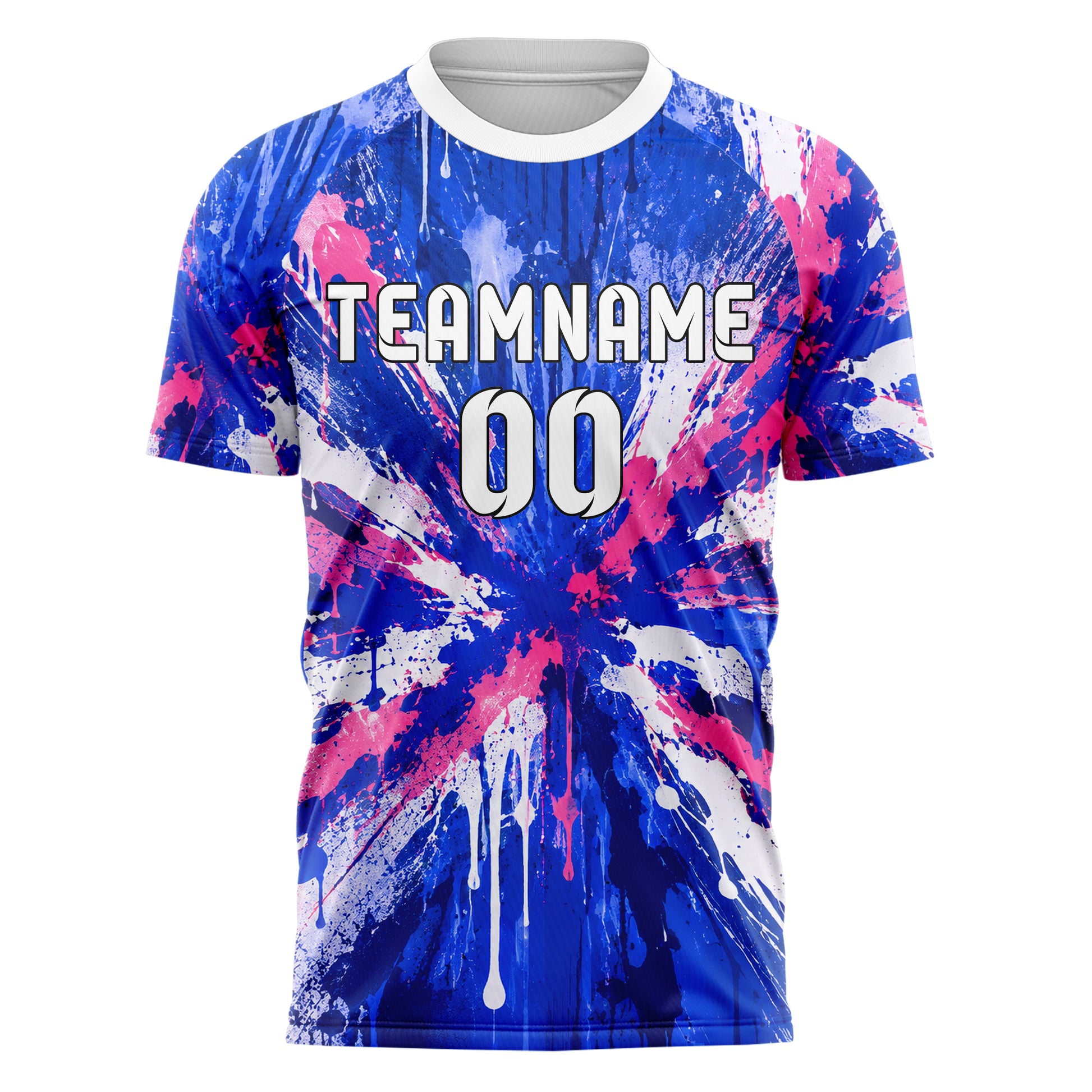 Royalblau klassisches Graffiti Drip Paint Design 03-0060 individuelles Fußballtrikot front