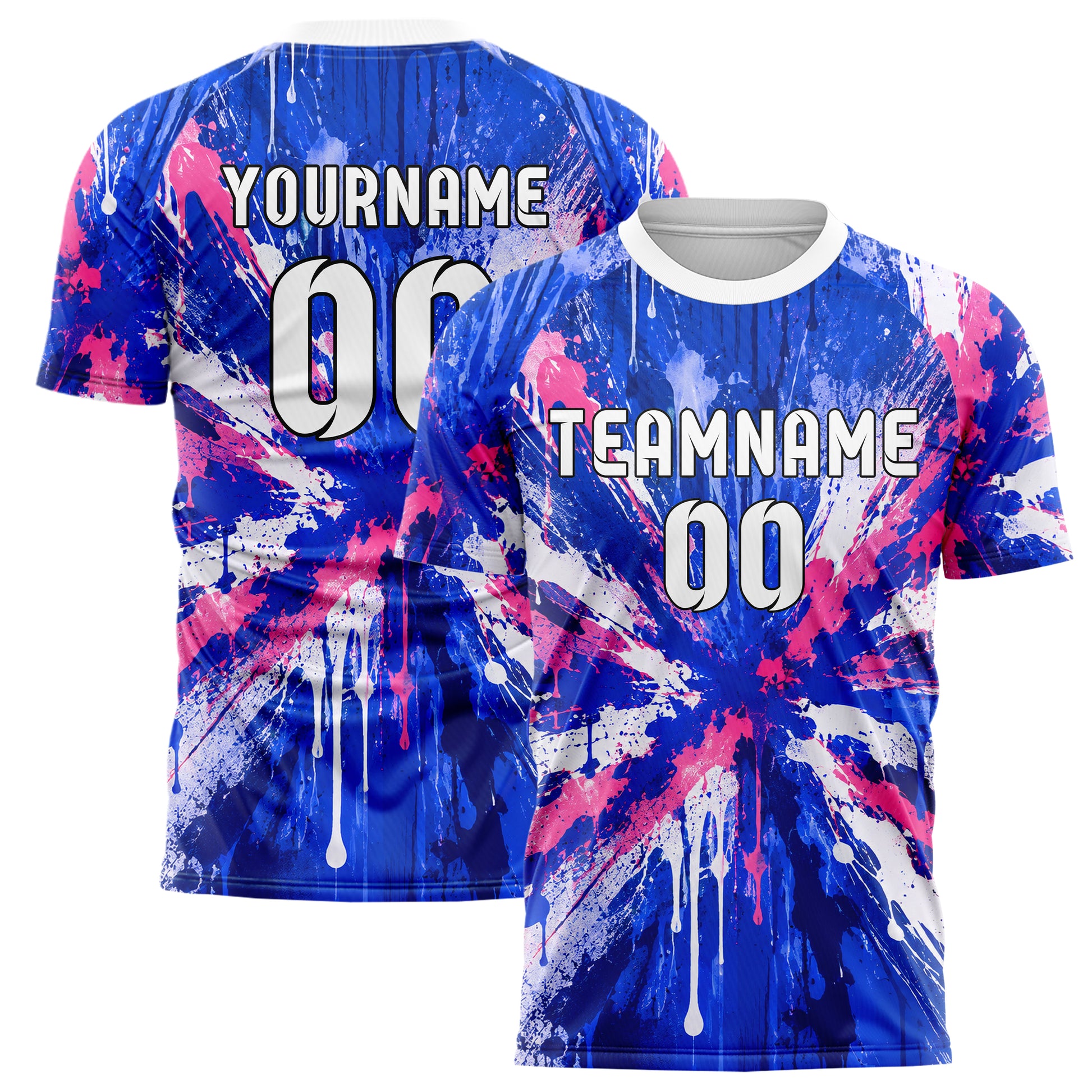 Royalblau klassisches Graffiti Drip Paint Design 03-0060 individuelles Fußballtrikot main