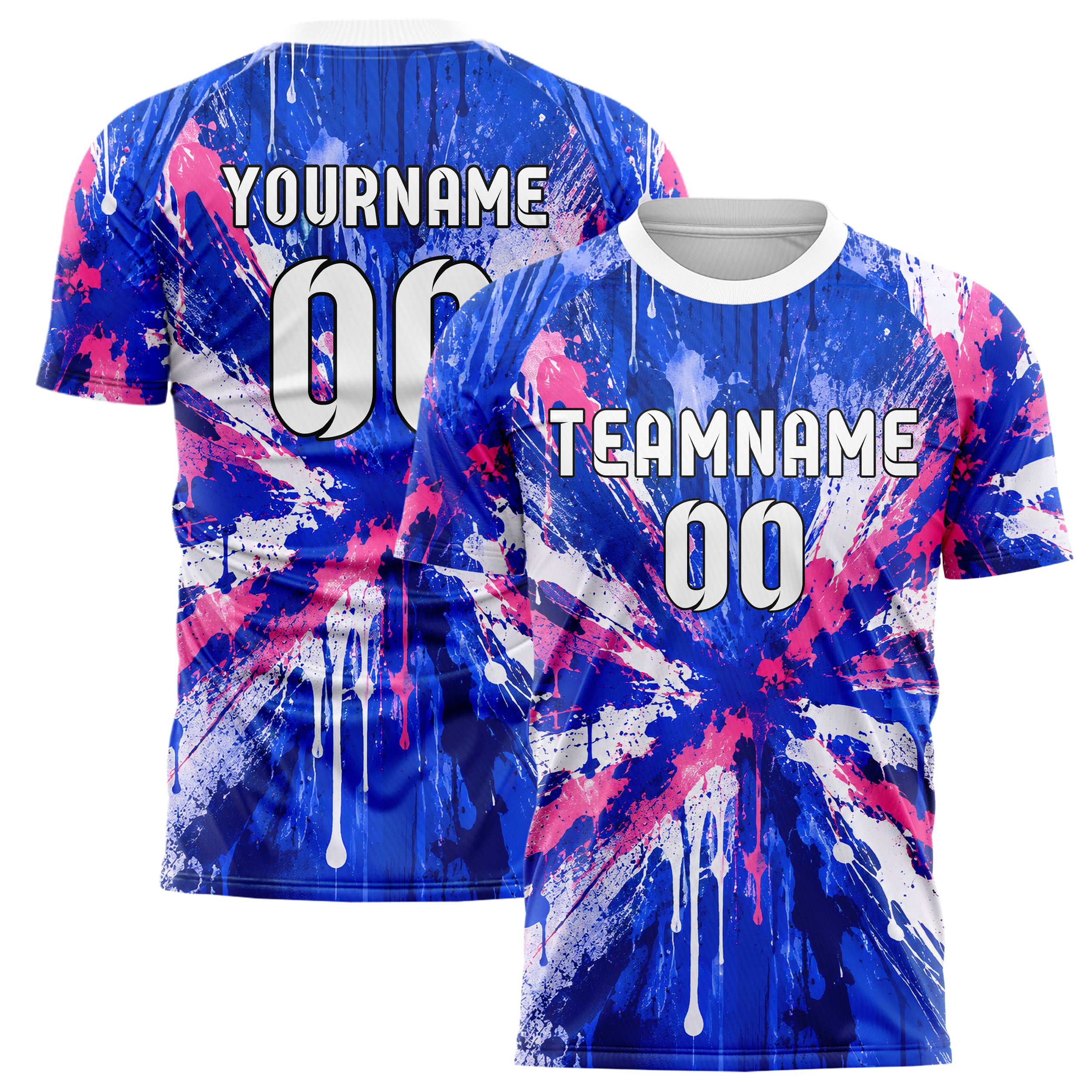 Royalblau klassisches Graffiti Drip Paint Design 03-0060 individuelles Fußballtrikot main