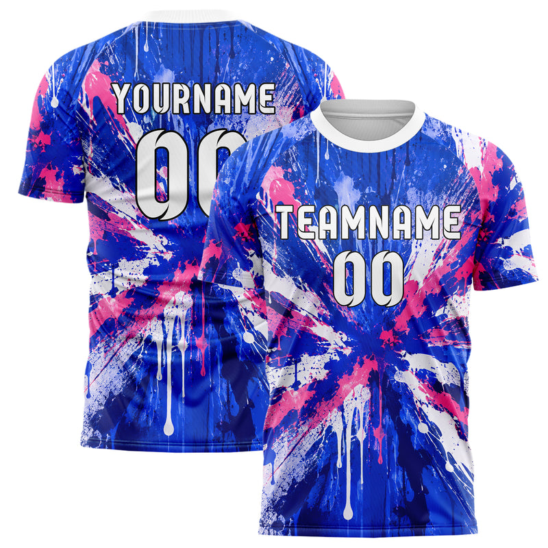 Royalblau klassisches Graffiti Drip Paint Design 03-0060 individuelles Fußballtrikot main