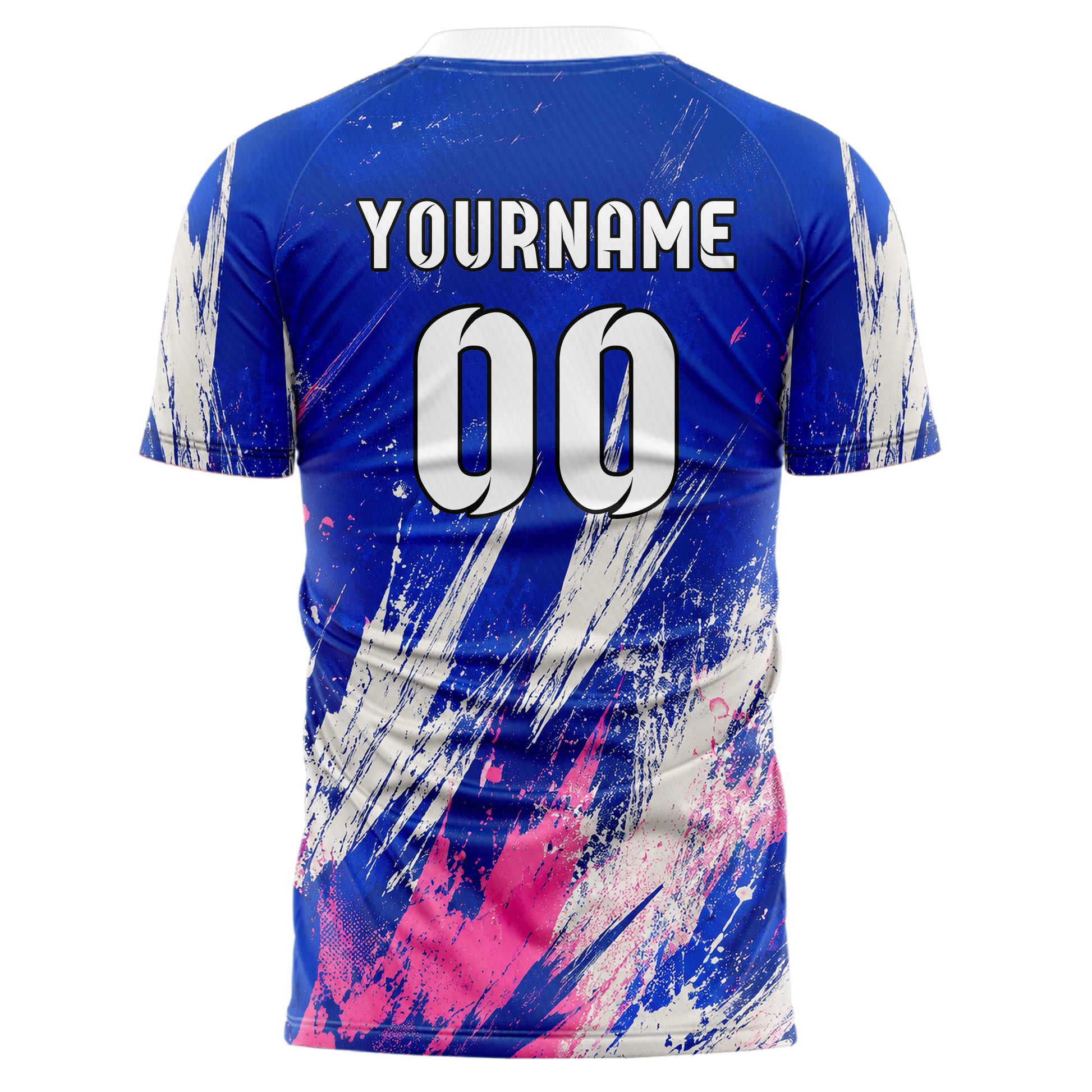 Royalblau klassisches Graffiti Scratch Marks Design 03-0246 individuelles Fußballtrikot back