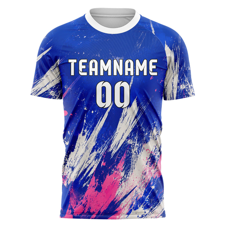 Royalblau klassisches Graffiti Scratch Marks Design 03-0246 individuelles Fußballtrikot front