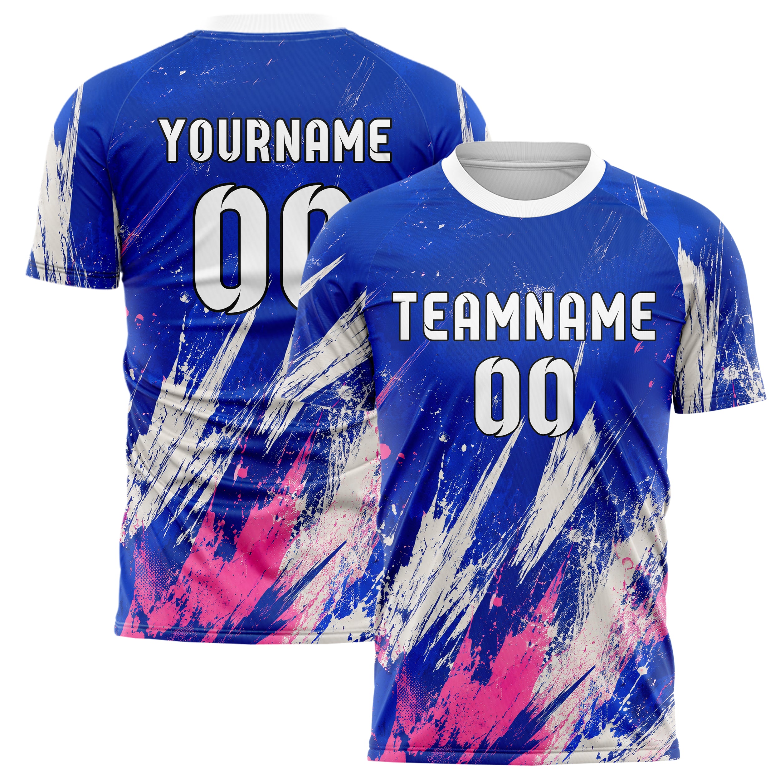 Royalblau klassisches Graffiti Scratch Marks Design 03-0246 individuelles Fußballtrikot main